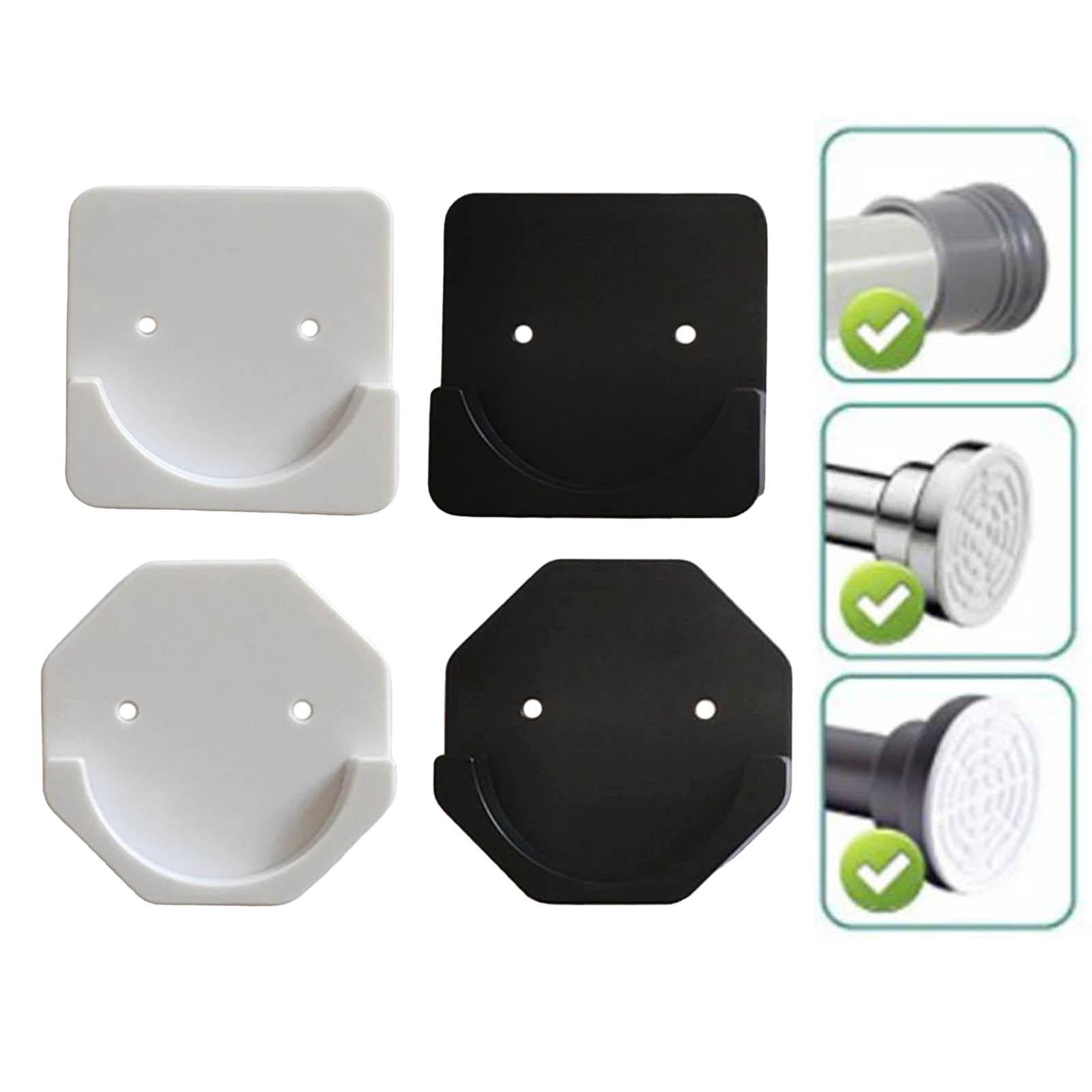 4xAdhesive Shower Curtain Rod Holder for Home Closet Hotel Square White