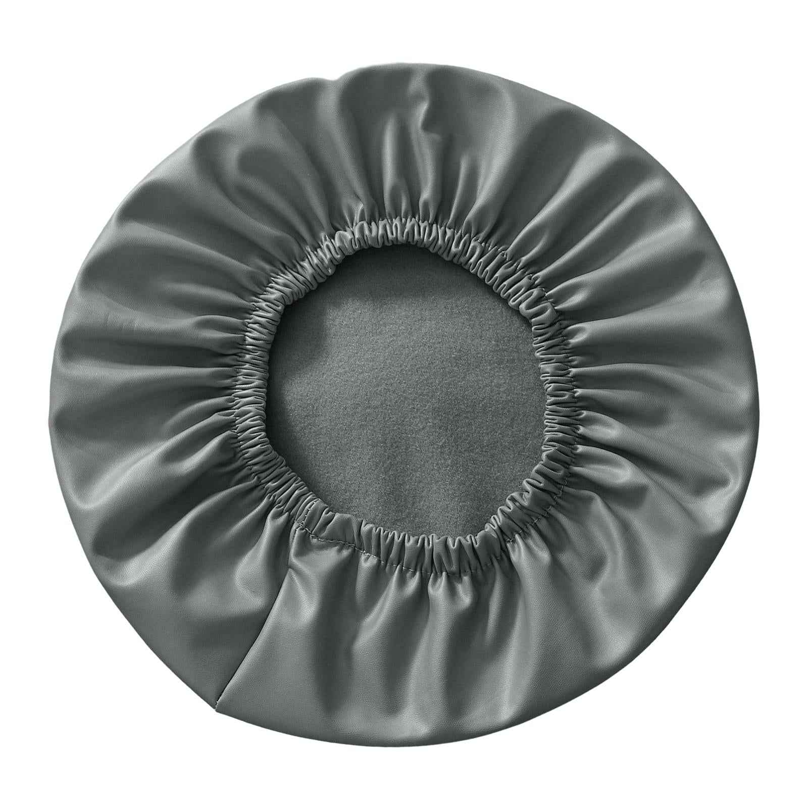 Round Stool Chair Cover PU Leather Waterproof Chair Protector Seat Cover Gray