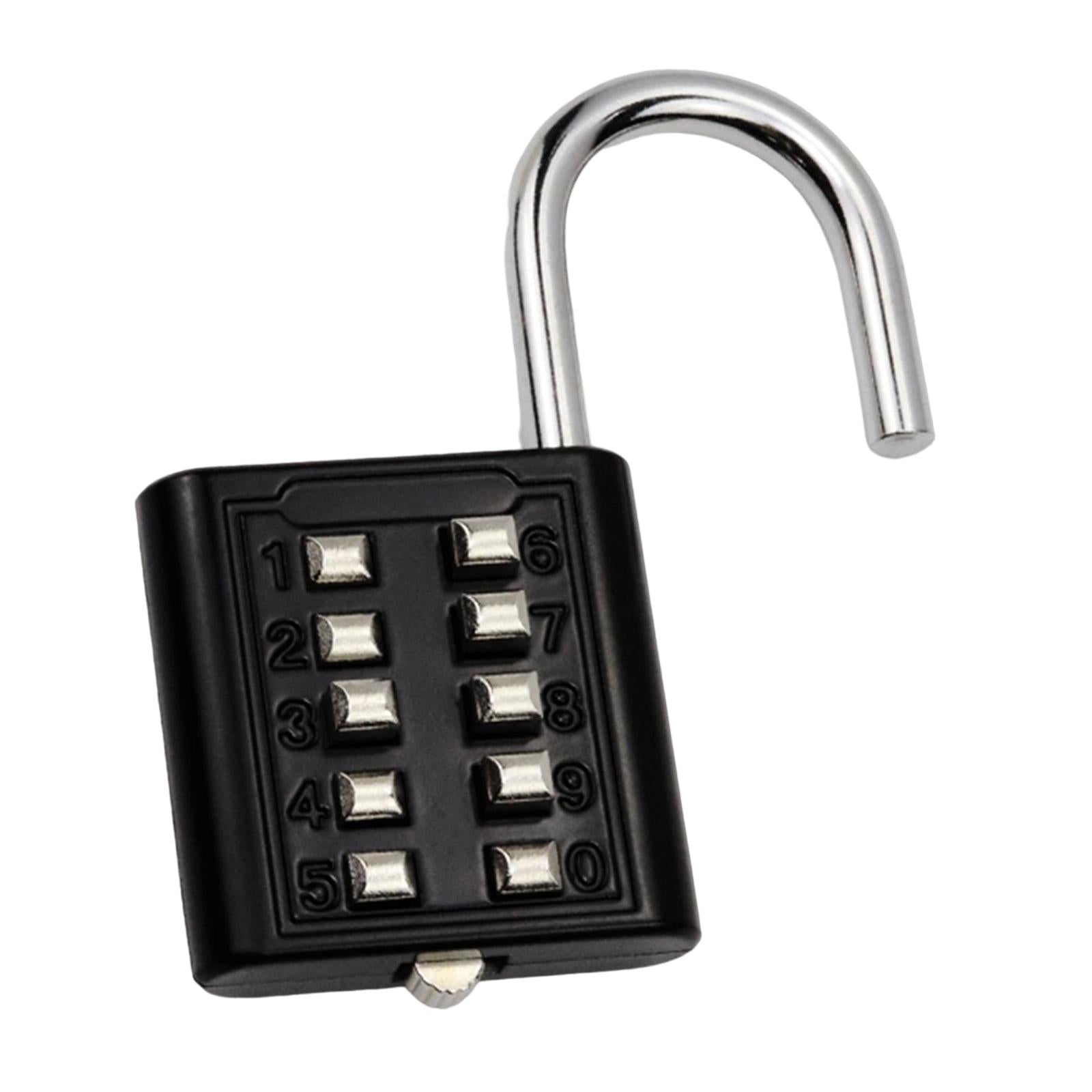10 Digit Combination Padlock Lengthened Shackle locks for Cabinet Gate Fence Black