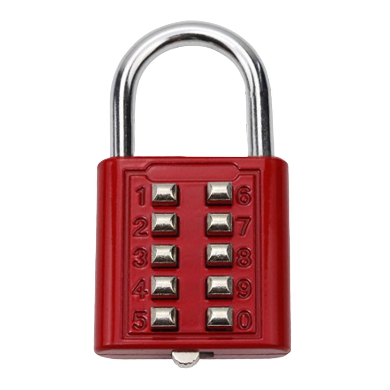 10 Digit Combination Padlock Lengthened Shackle locks for Cabinet Gate Fence Red