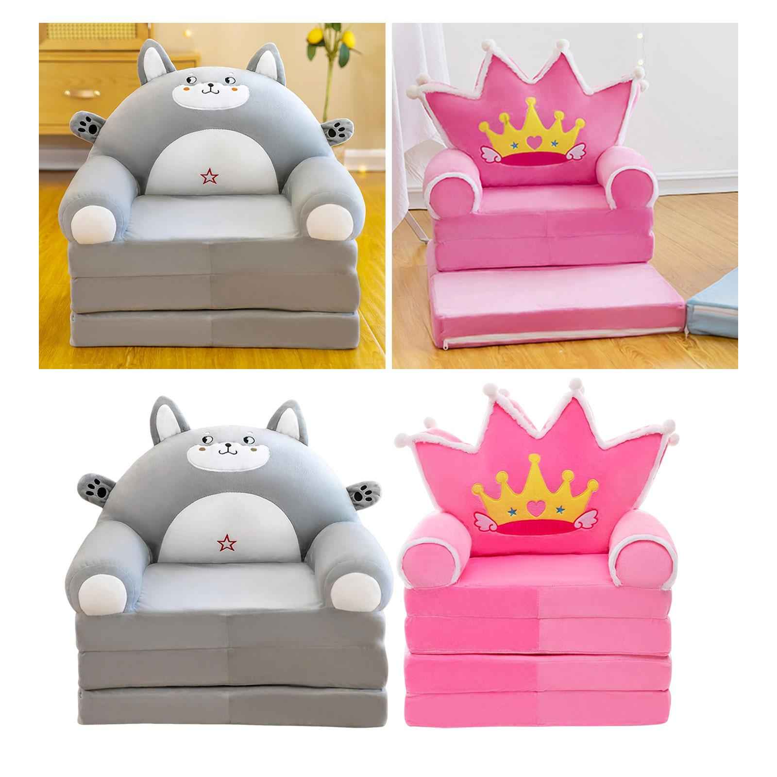 Kids Foldable Sofa Chair Three Floors Foldable Kids Sofa Armchair for Home grey