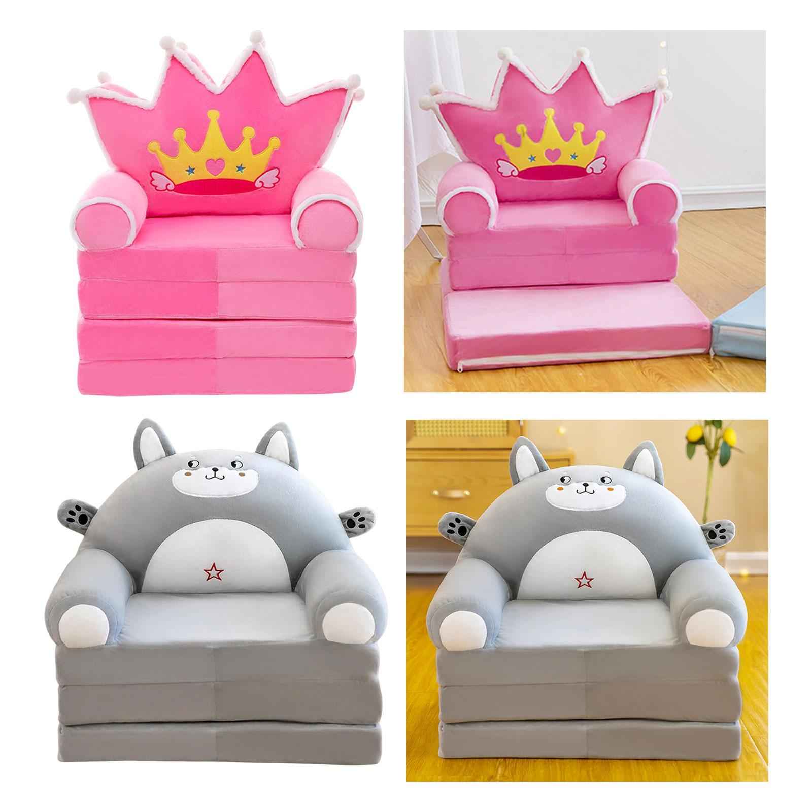 Kids Foldable Sofa Chair Three Floors Foldable Kids Sofa Armchair for Home grey