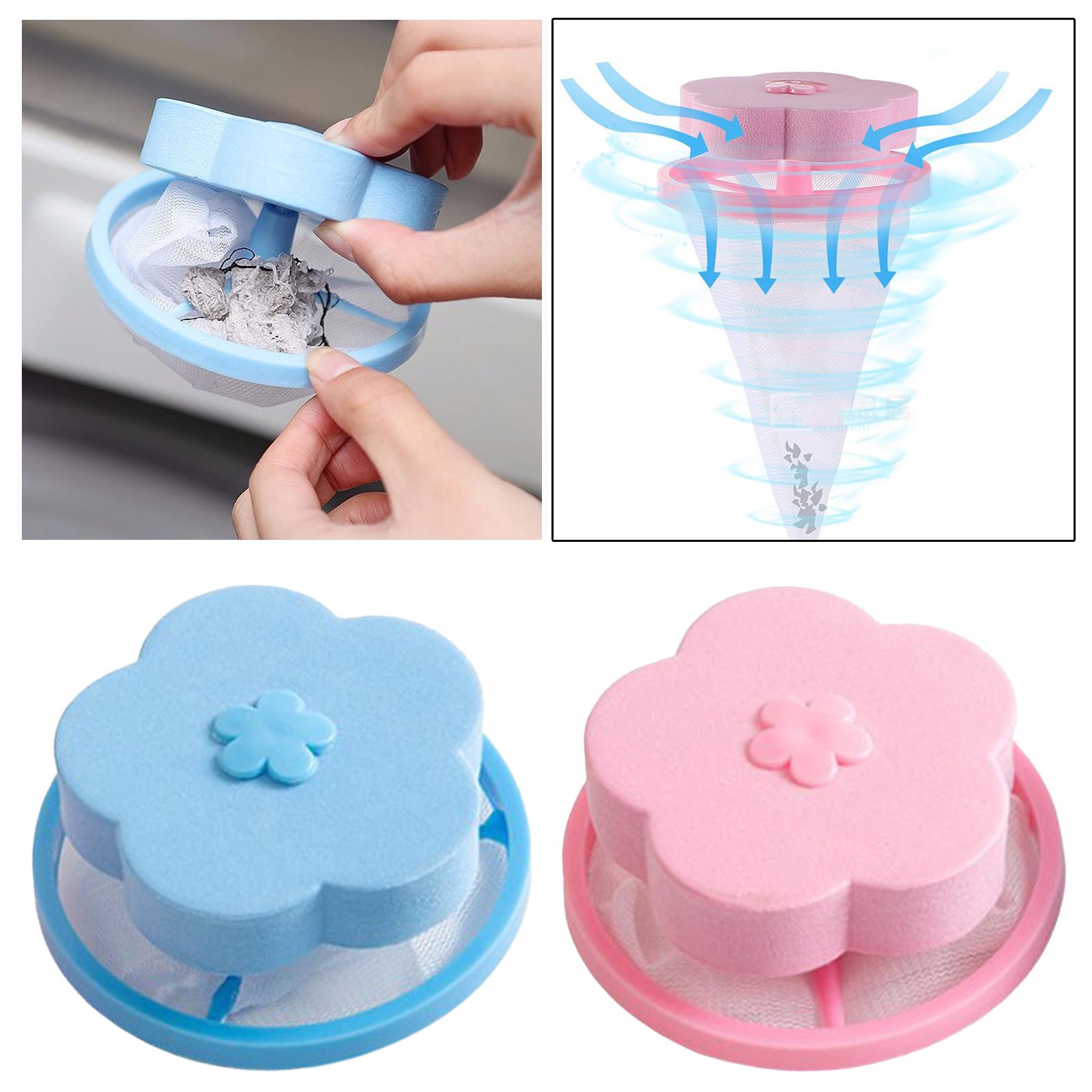 6xFloating Hair Filtering Mesh Washer Hair Catchers for Laundry Washing Machine Blue