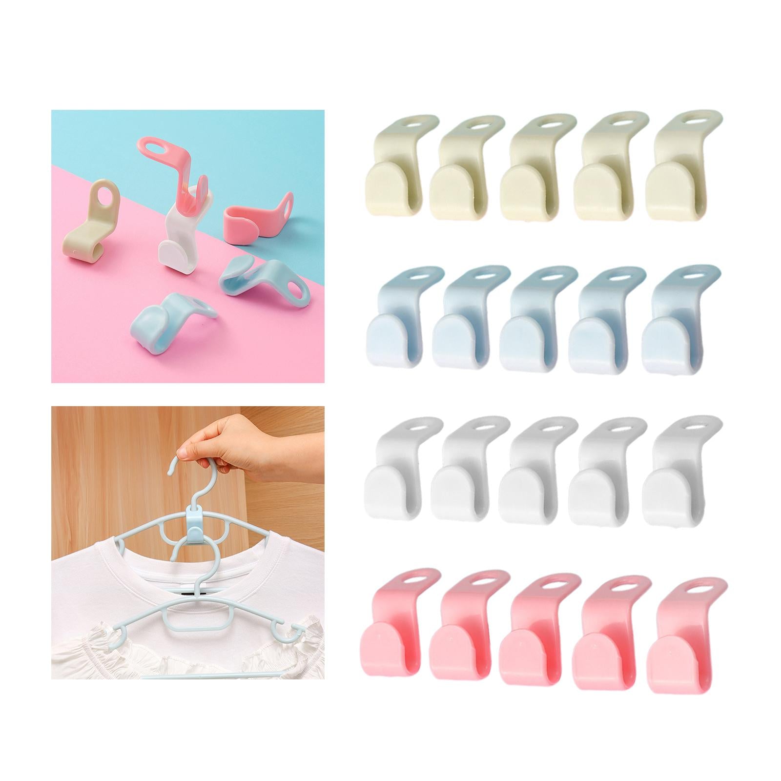 3x5Pcs Clothes Hanger Connector Durable Hanger Clips for Scarves Shirt Jackets green
