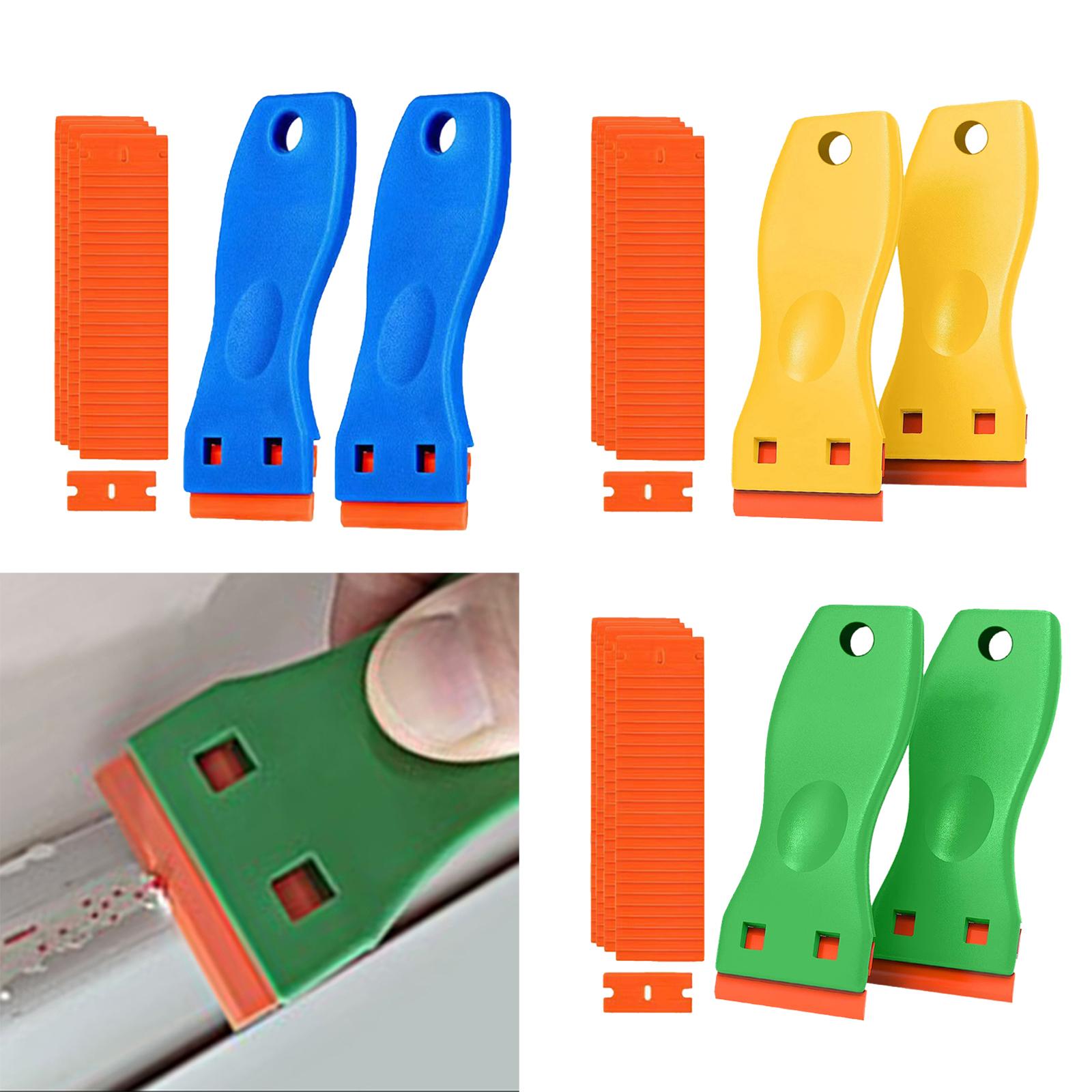 2xGlass Scraper with Blade Cleaner Blade Scraper for Removing Windshields Wall Blue