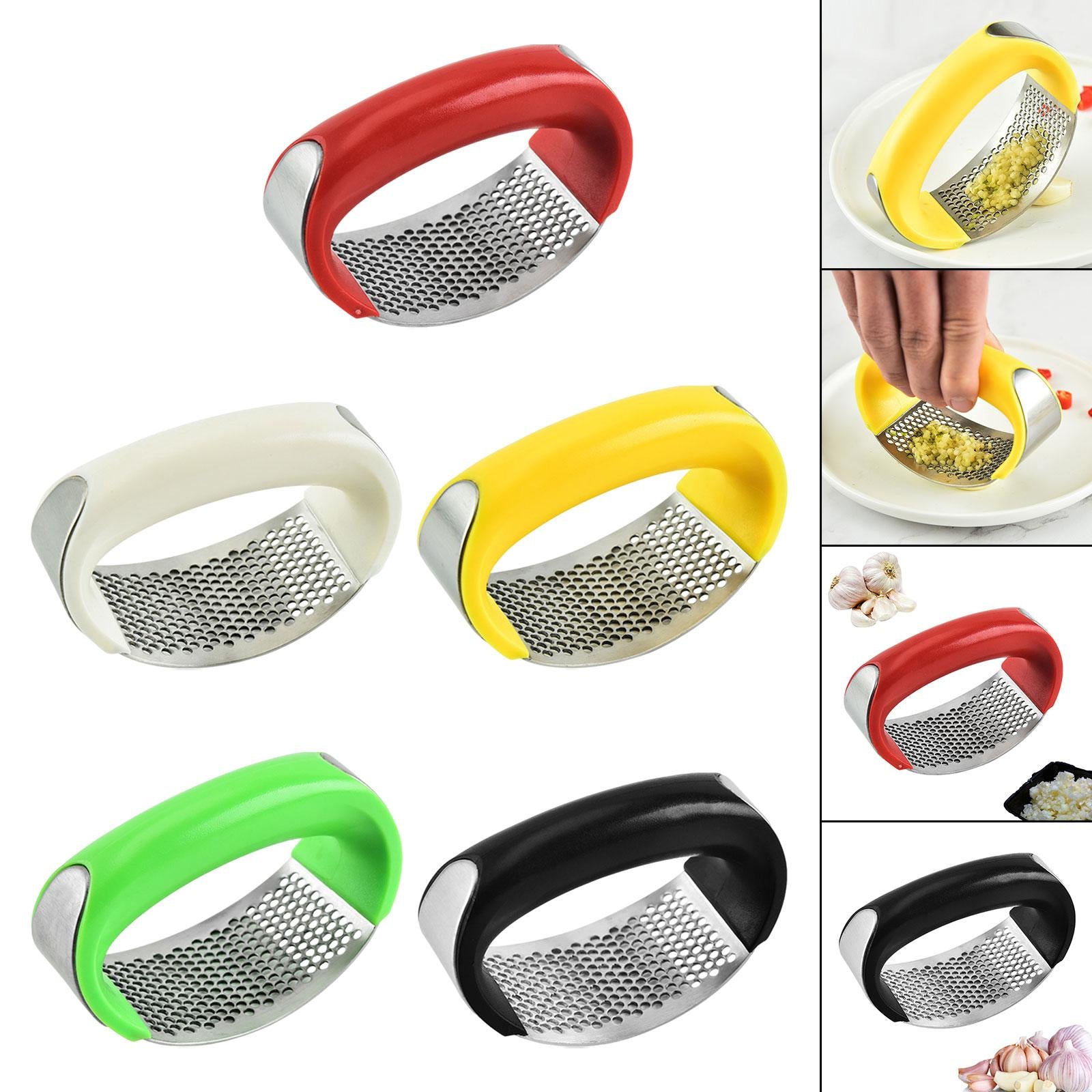 4xGarlic Press Rocker Save Labors Easily Clean Arch Shape Garlic Crusher Mincer Red