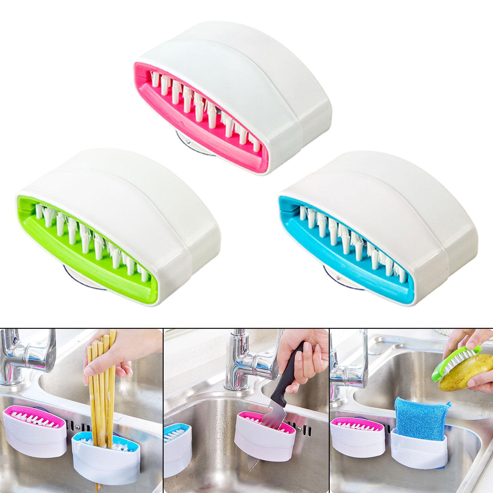 3xCutlery Cleaner Brush Dish Scrubbing Brush for Chopsticks Fork Kitchen Tools Red
