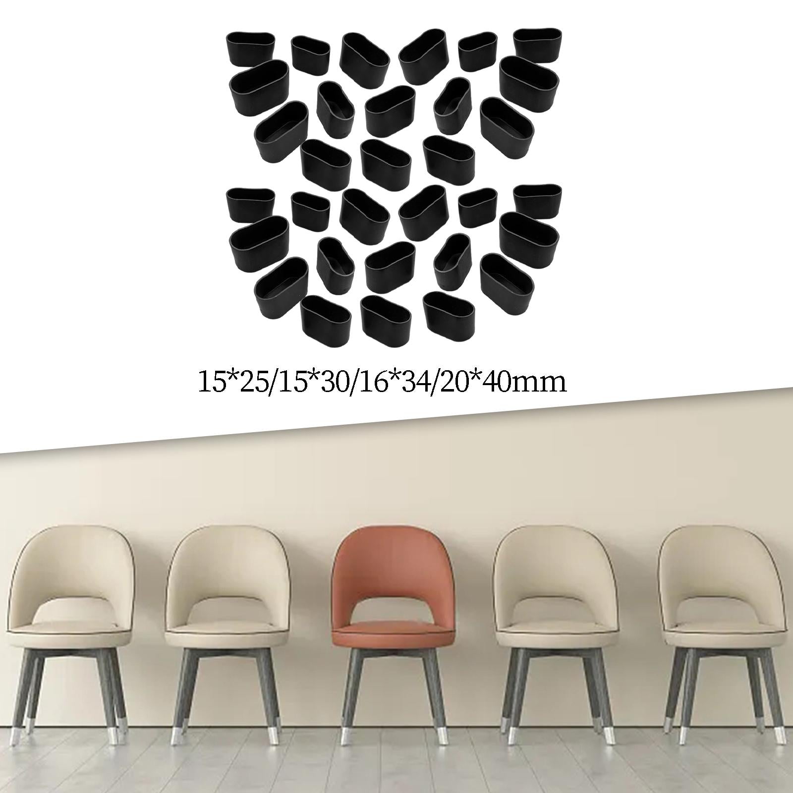 6x32Pcs Chair Leg Covers to Protect Floors AntiSlip Chair Leg Floor Protectors 1.5cmx2.5cm