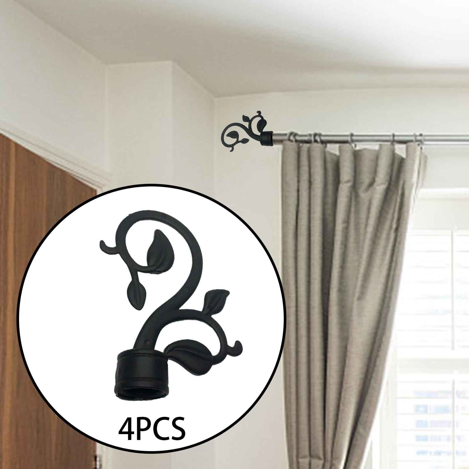 4Pcs Curtain Rod End Caps Durable Curtain Finials for Living Room Home Decor Style D