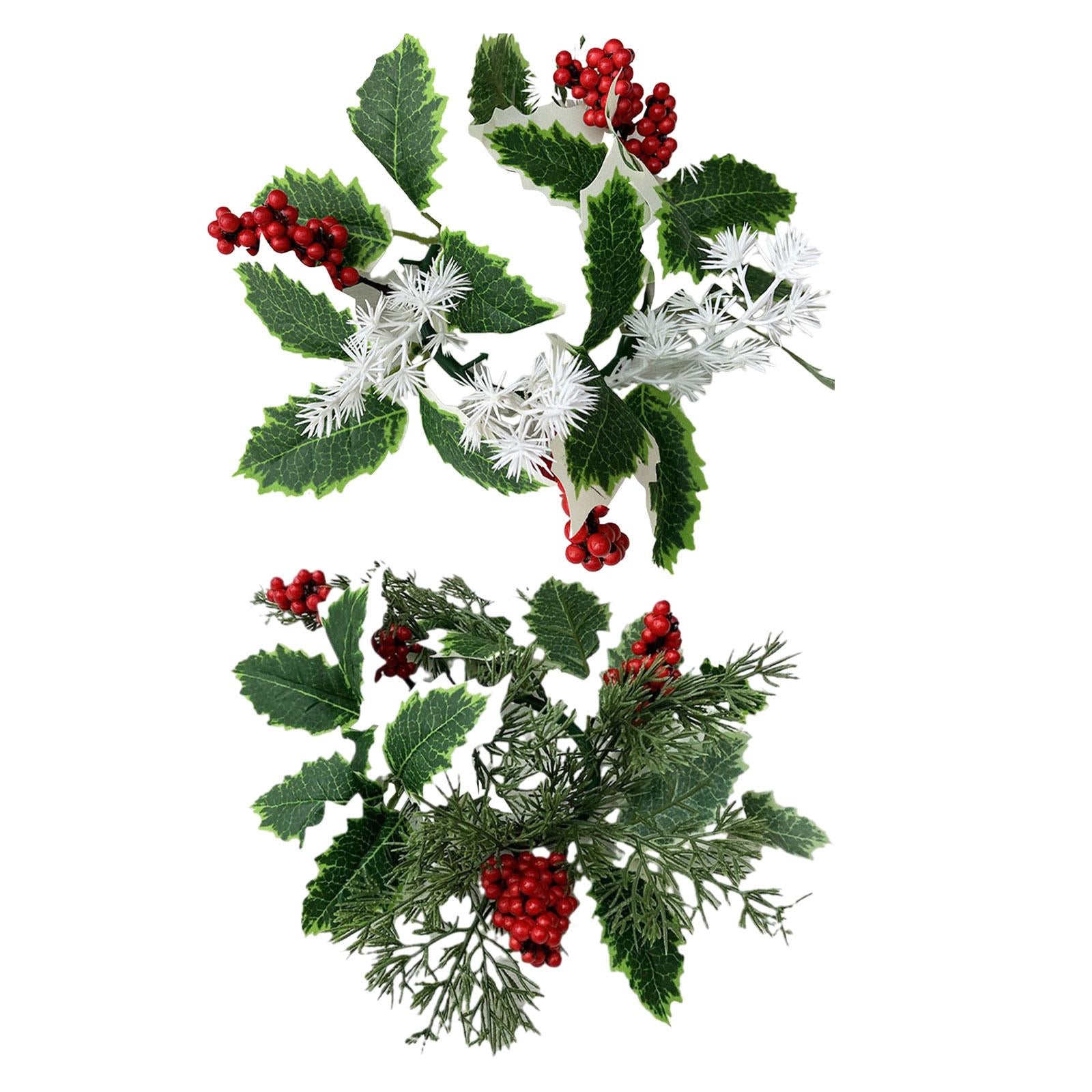 2xArtificial Candles Wreaths Leaves Wreath 10'' for Farmhouse Room Cafe Green branches