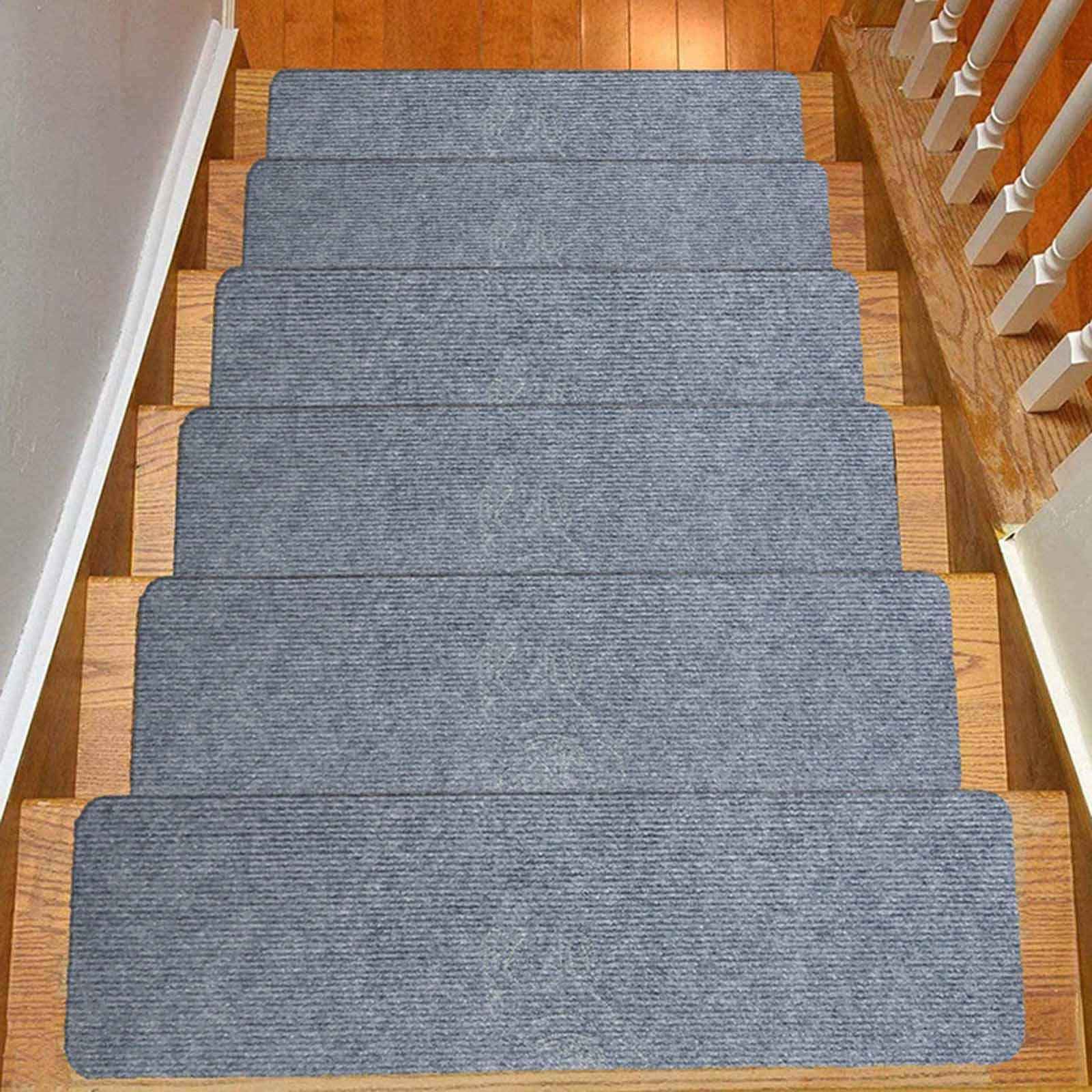Stair Tread Carpet Slip Resistant 30"x8" Step Mats for Children Pets Elderly Gray