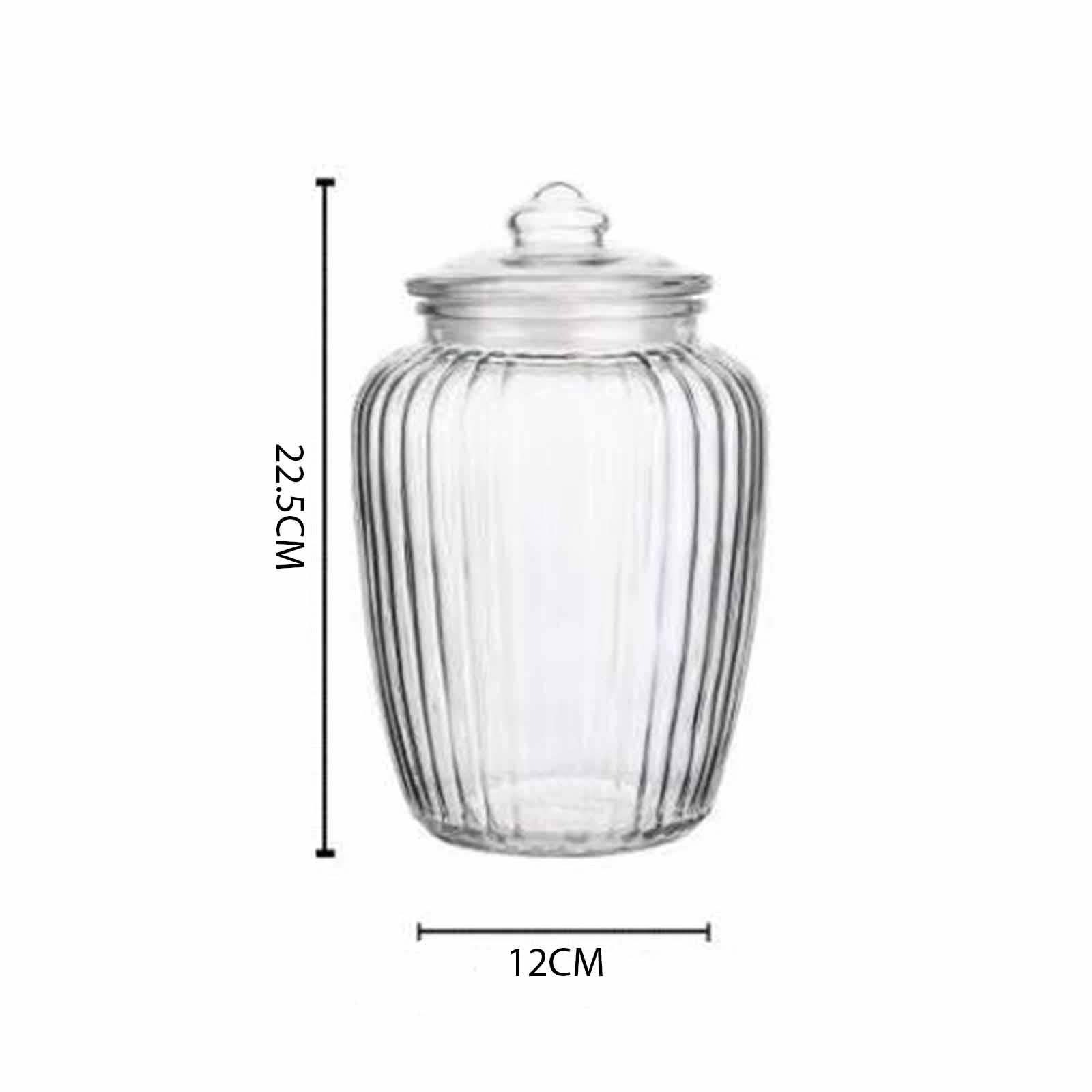 Large Glass Jar Multipurpose Reusable Airtight Food Jar for Cookie Loose Tea Vertical stripes