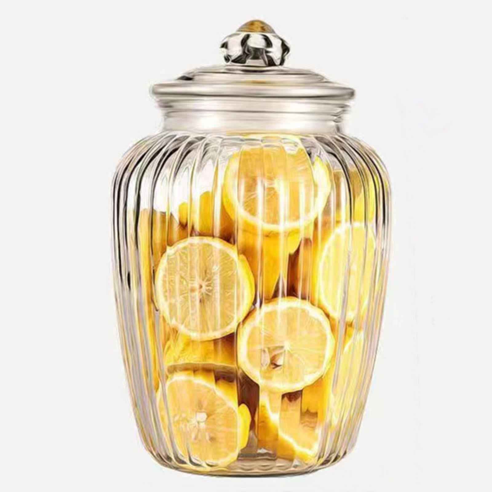 Large Glass Jar Multipurpose Reusable Airtight Food Jar for Cookie Loose Tea Vertical stripes