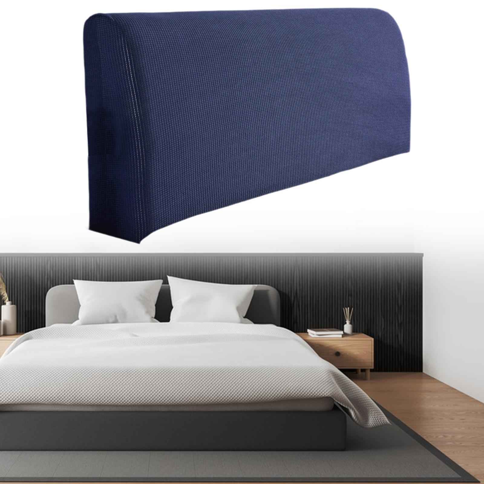 Bed Headboard Cover Removable Bed Backrest Cover Elastic Headboard Protector Blue