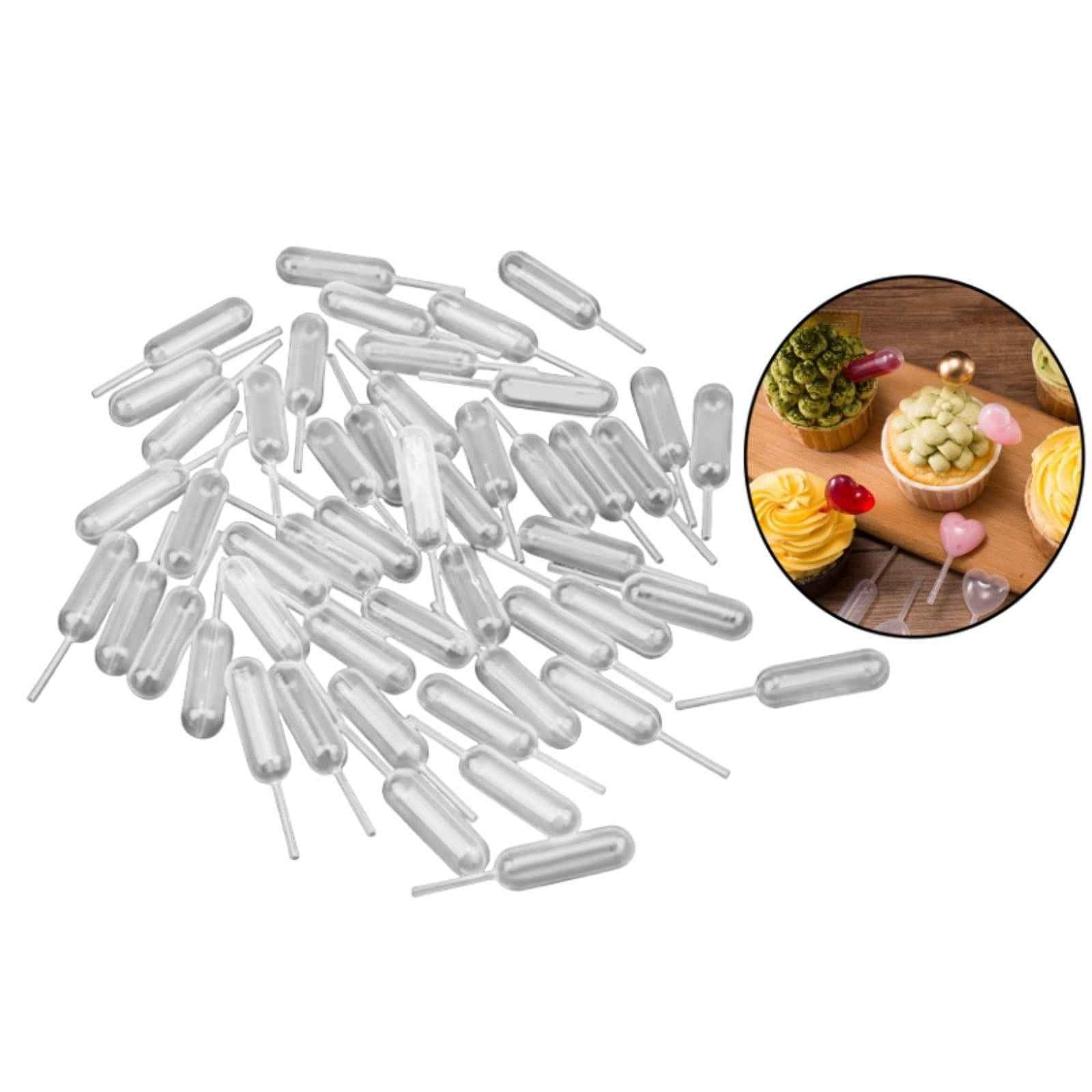50x Cupcake Pipettes 4ml Clear Squeeze Dropper for Cupcakes Pastries Waffles Style A