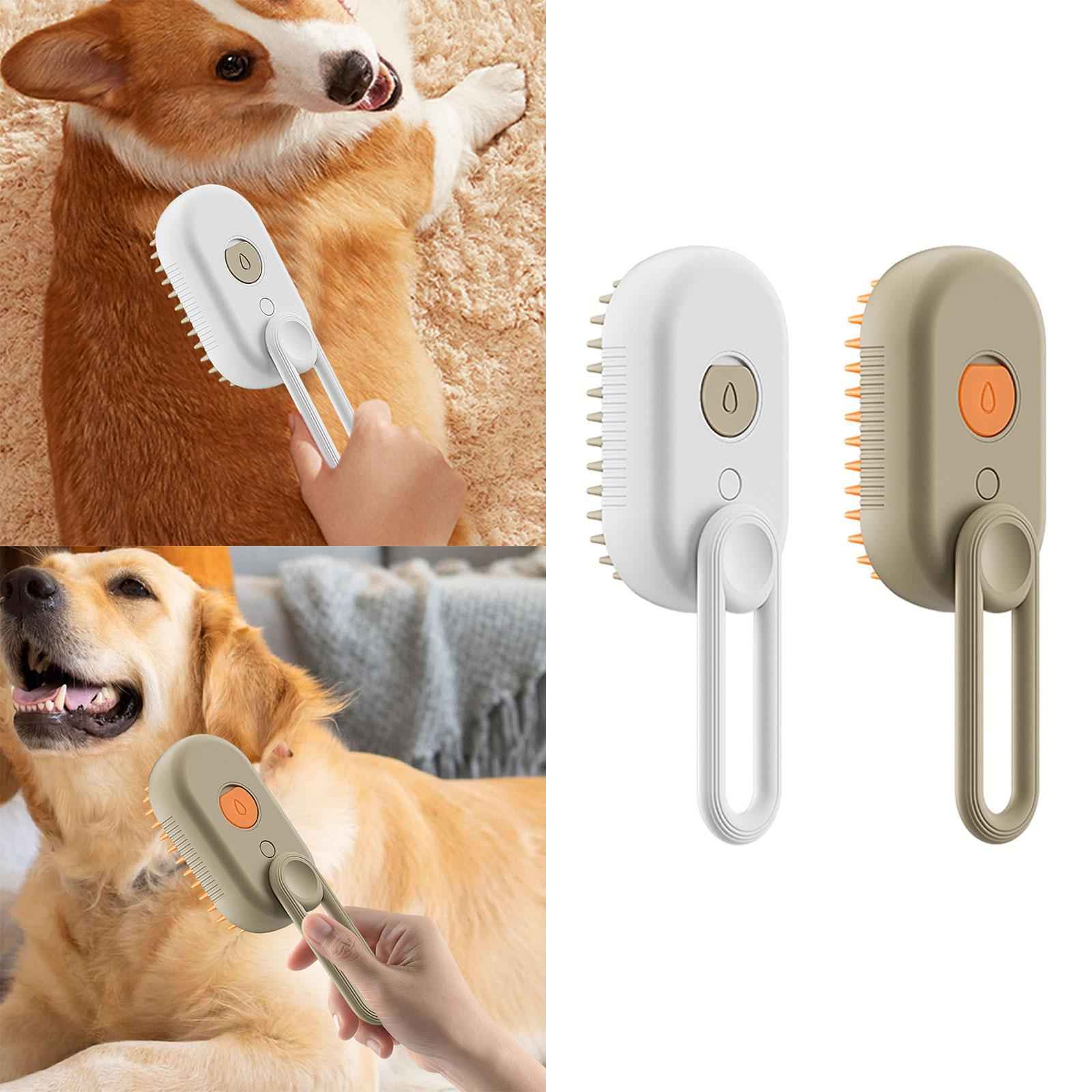 3 in1 Cat Dog Steamy Brush Handheld for Cats and Dogs Massage Pet Hair Brush White