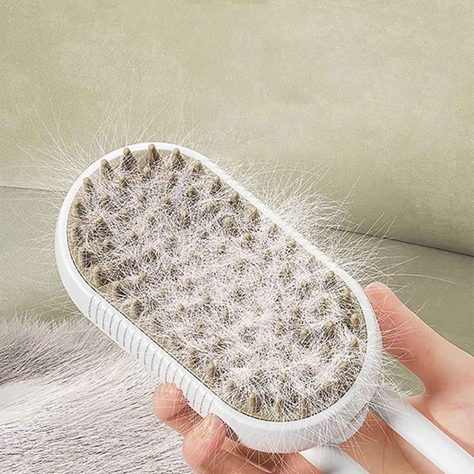 3 in1 Cat Dog Steamy Brush Handheld for Cats and Dogs Massage Pet Hair Brush White