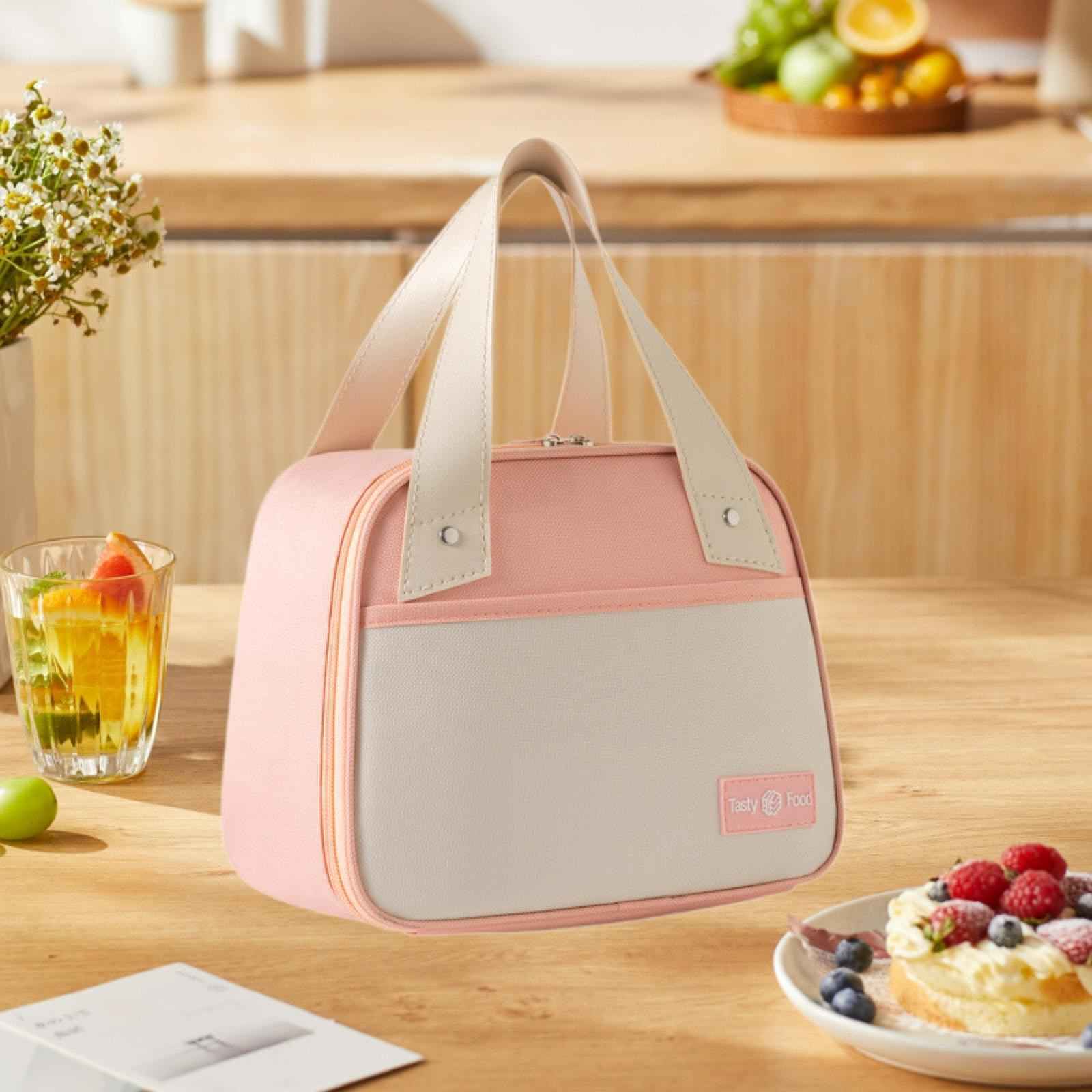 Insulated Cooler Bag Portable Cooler Tote Bag for Camping Work Beach Outings Pink