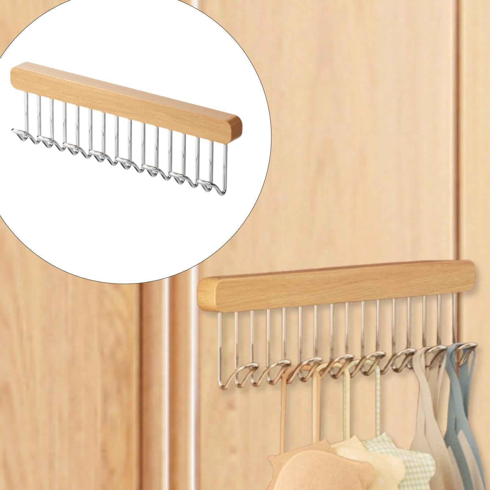 Pull Out Rack for Closet Space Saving Sliding Hooks for Cabinet Ties Bedroom Left with 12 Hooks