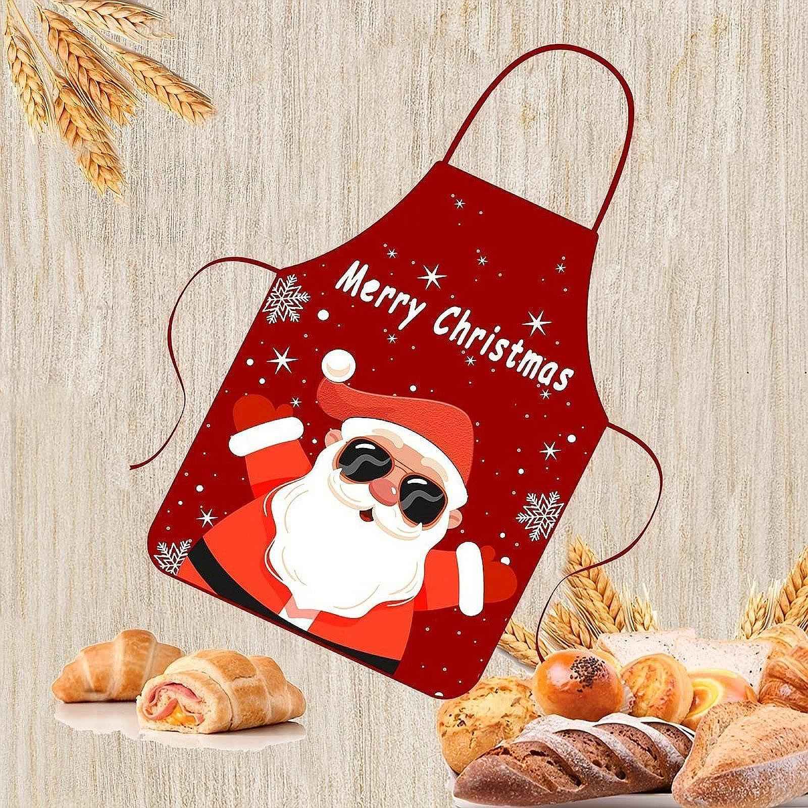 Christmas Apron Lightweight Kitchen Apron for Holidays Restaurant Stage Show Style C