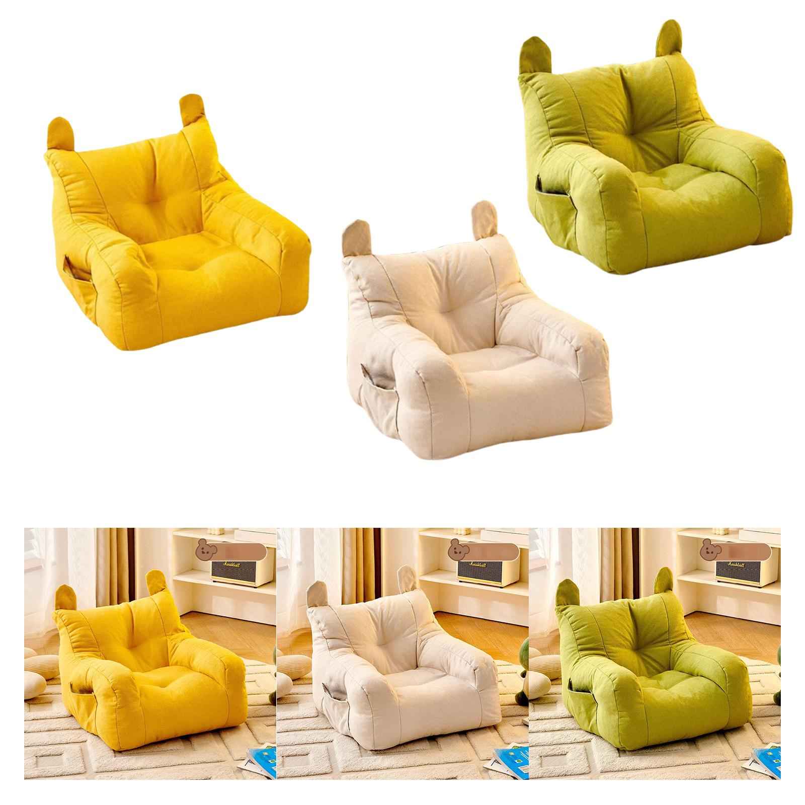 Kids Bean Bag Chair Soft Cartoon Cute Floor Chair for Bedroom Dorm Apartment Yellow