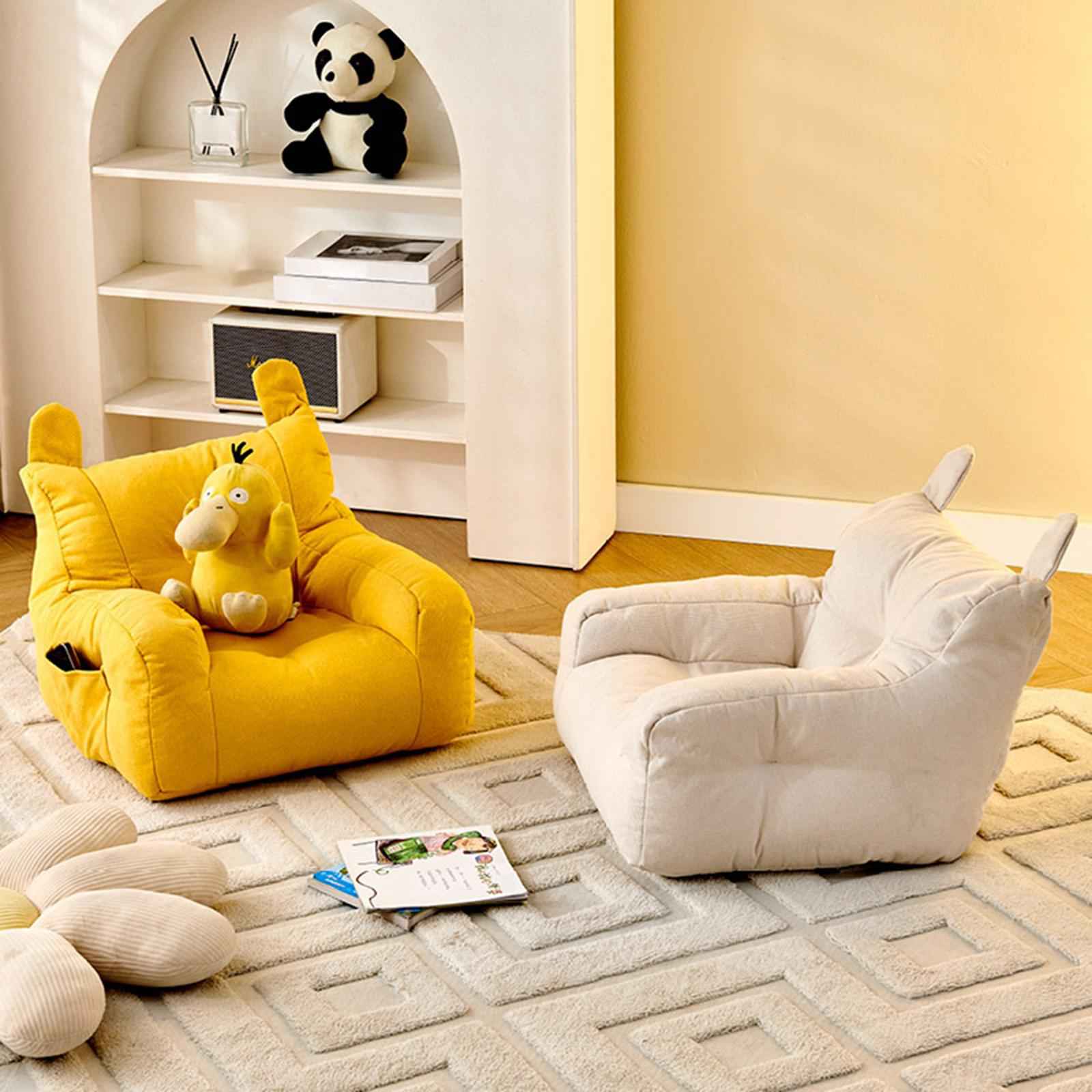 Kids Bean Bag Chair Soft Cartoon Cute Floor Chair for Bedroom Dorm Apartment White
