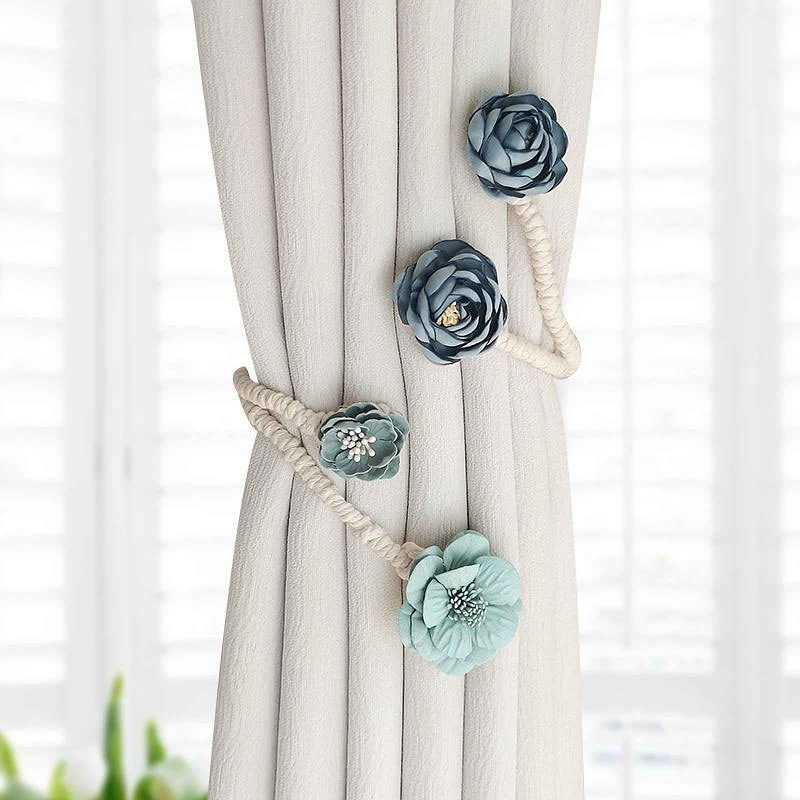 Curtain Holdback Clip Bohemian Drapery Tieback for Nursery Bedroom Farmhouse Blue