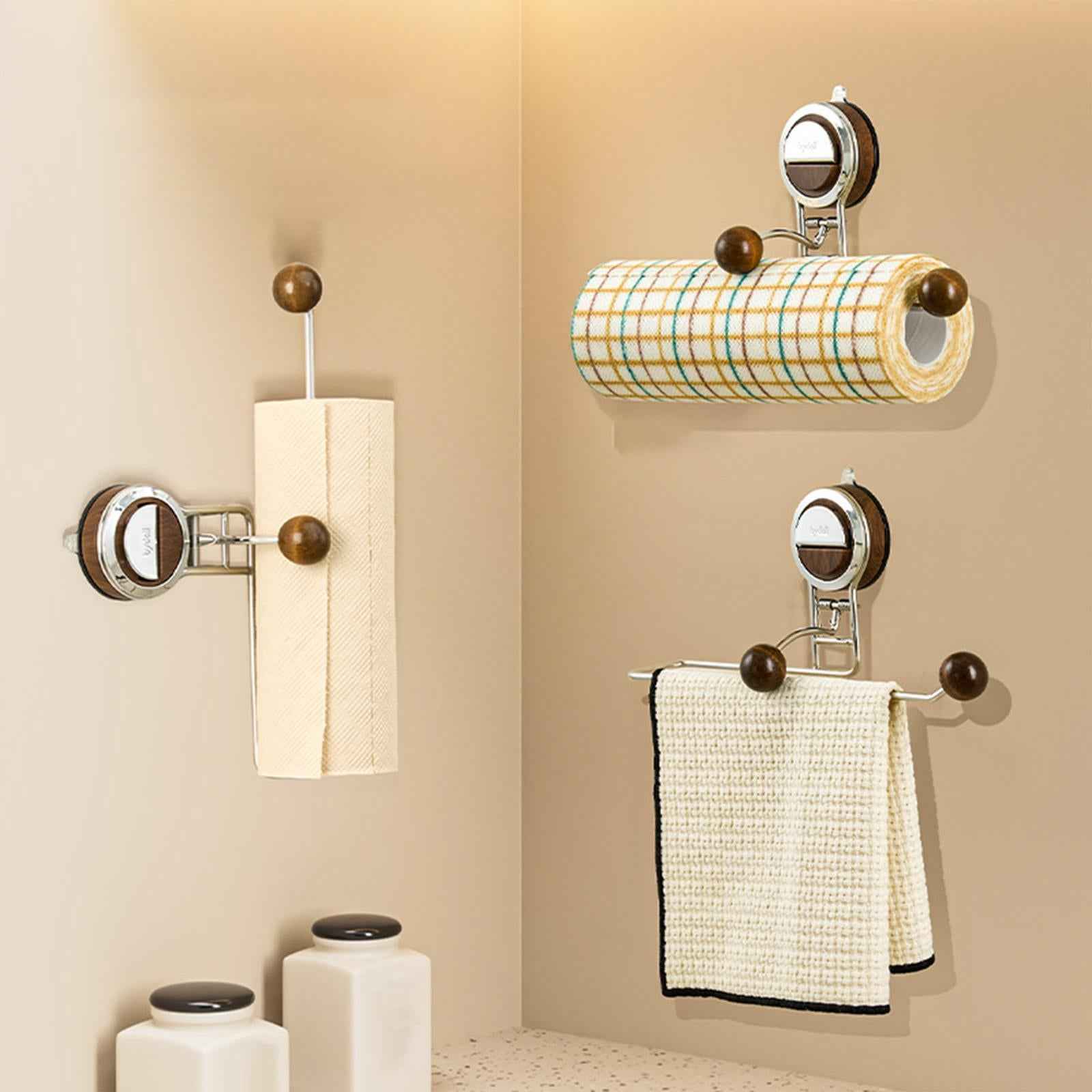 Paper Towel Holder Metal Paper Towel Roll Holder for Workbench Workbench Walnut