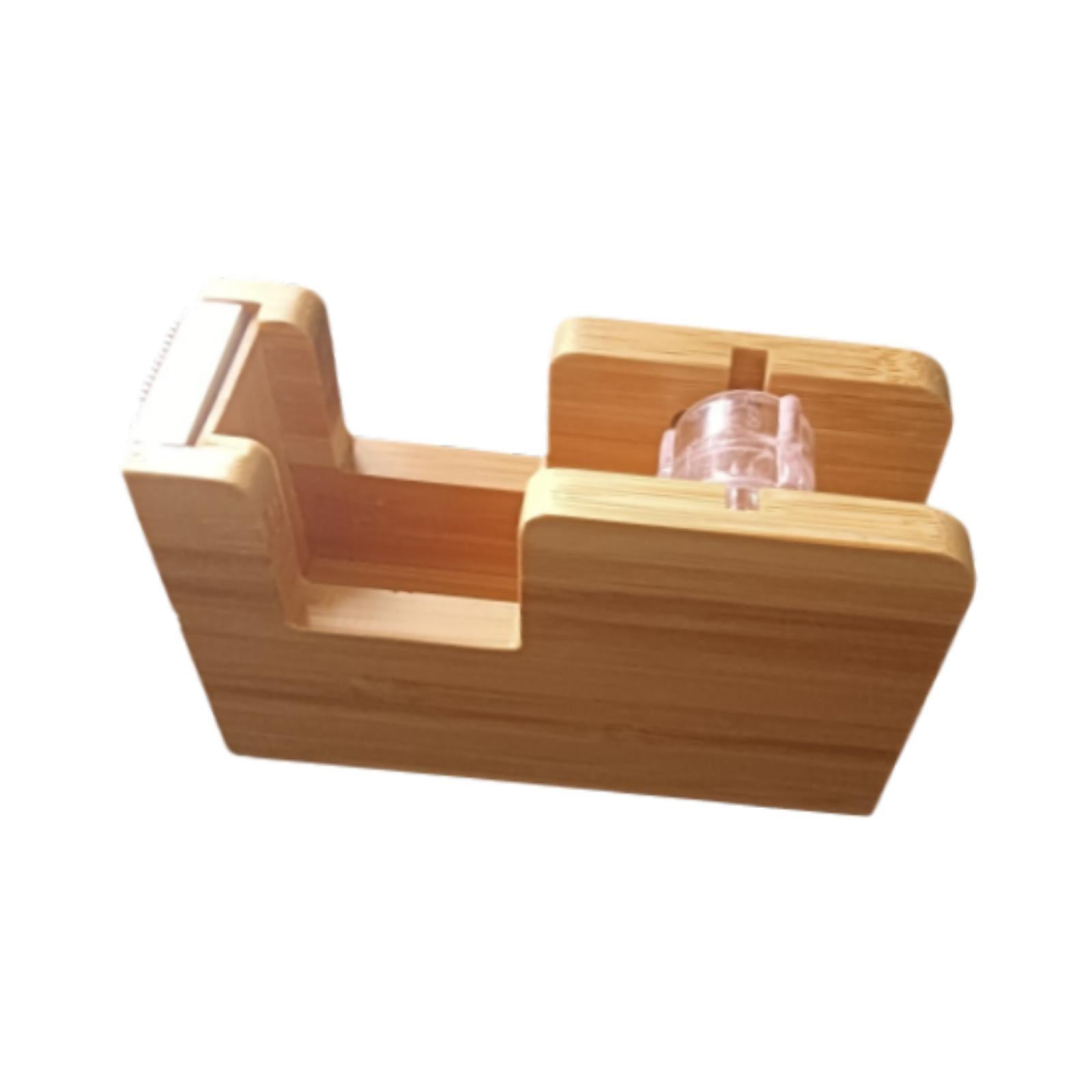 Bamboo Desktop Tape Dispenser Decorative Tape Organizer for Labeling Packing