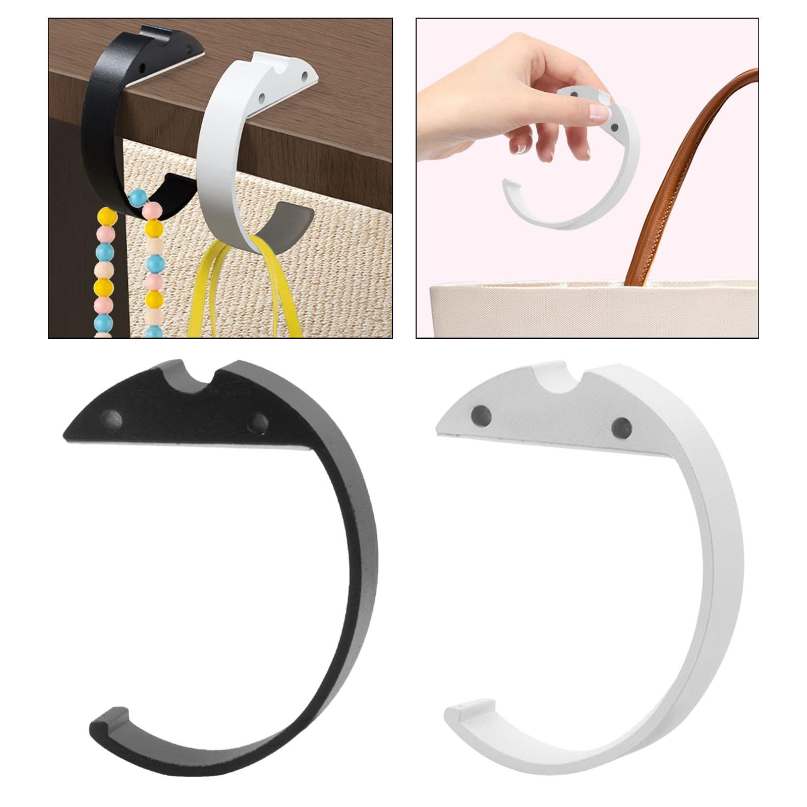 C Shaped Desk Purse Hook Accessories Easily Install Under Desk Backpack Hook Black