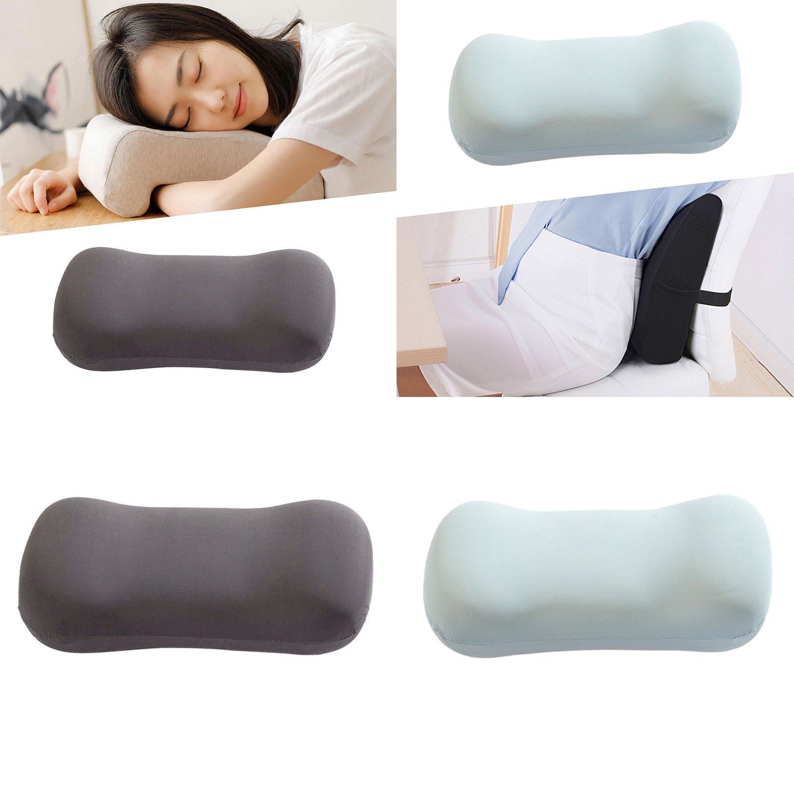 Bolster Pillow Neck Support Sleeping Bed Pillow for Drivers Home Office Gray