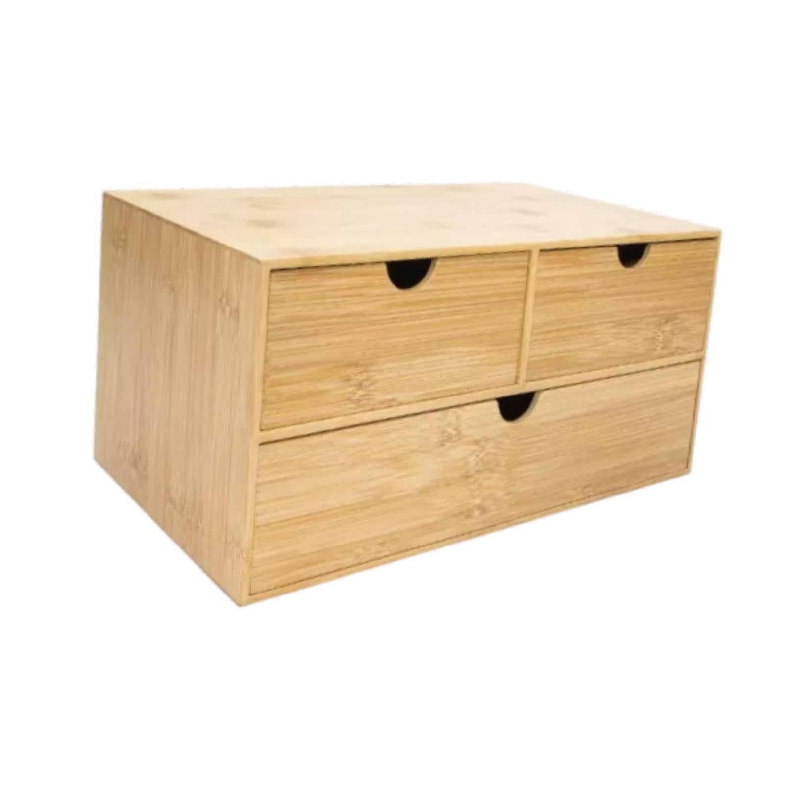 Desk Storage Box 3 Drawers Wooden Storage Box for Cabinet Living Room Office