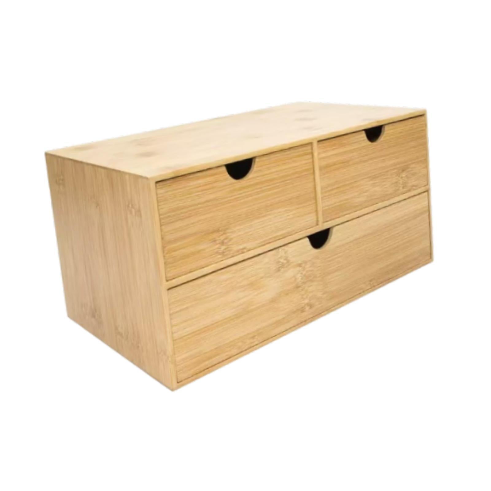 Desk Storage Box 3 Drawers Wooden Storage Box for Cabinet Living Room Office