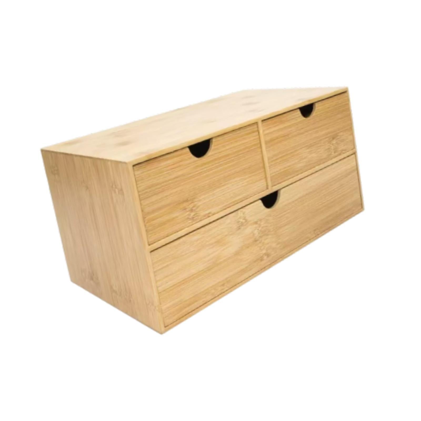 Desk Storage Box 3 Drawers Wooden Storage Box for Cabinet Living Room Office