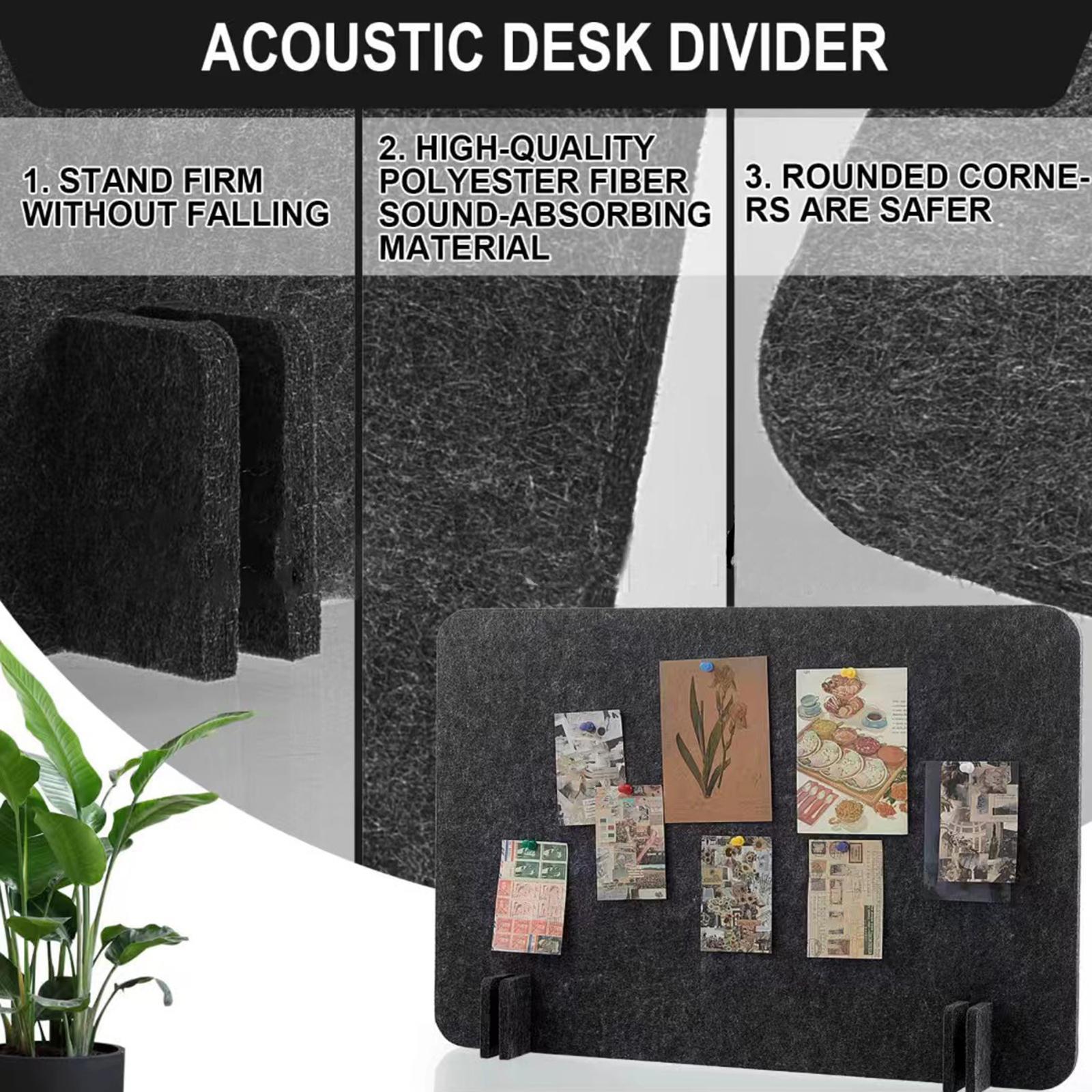 Acoustic Desk Divider Soundproof Desktop Partition for Home Office Dormitory 60cmx60cm Black and Grey
