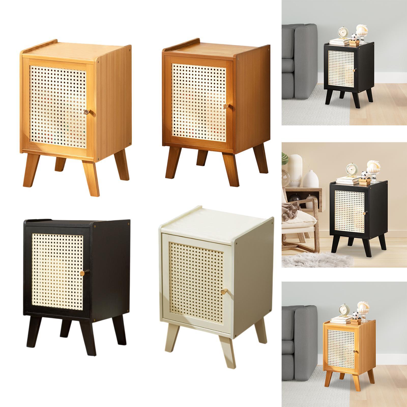 Bamboo NightStand Space Saving Bedside Table for Bedroom Apartment Farmhouse Light Brown