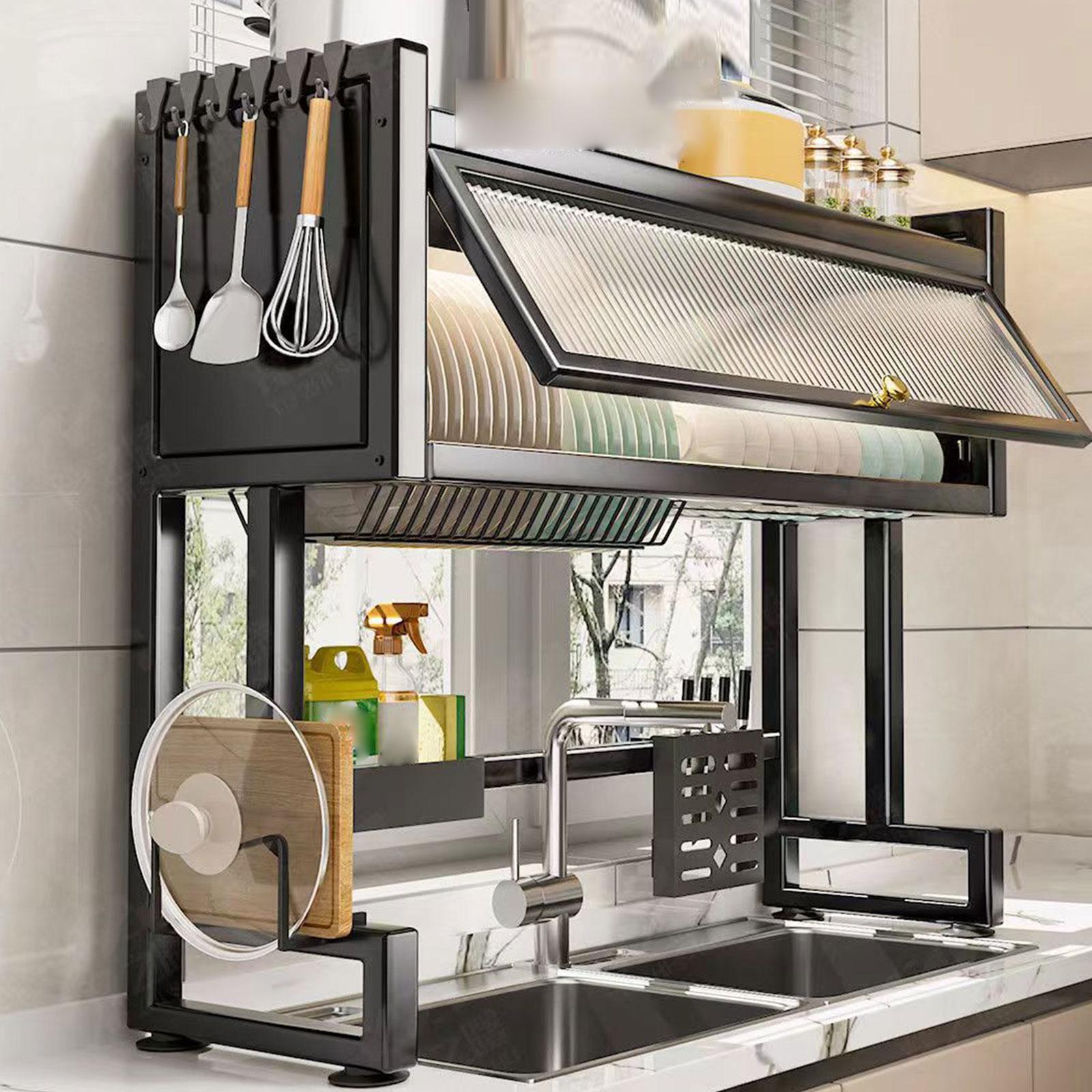 Dish Drying Rack Countertop Restaurant Sponge Carbon Steel Dish Brush Holder