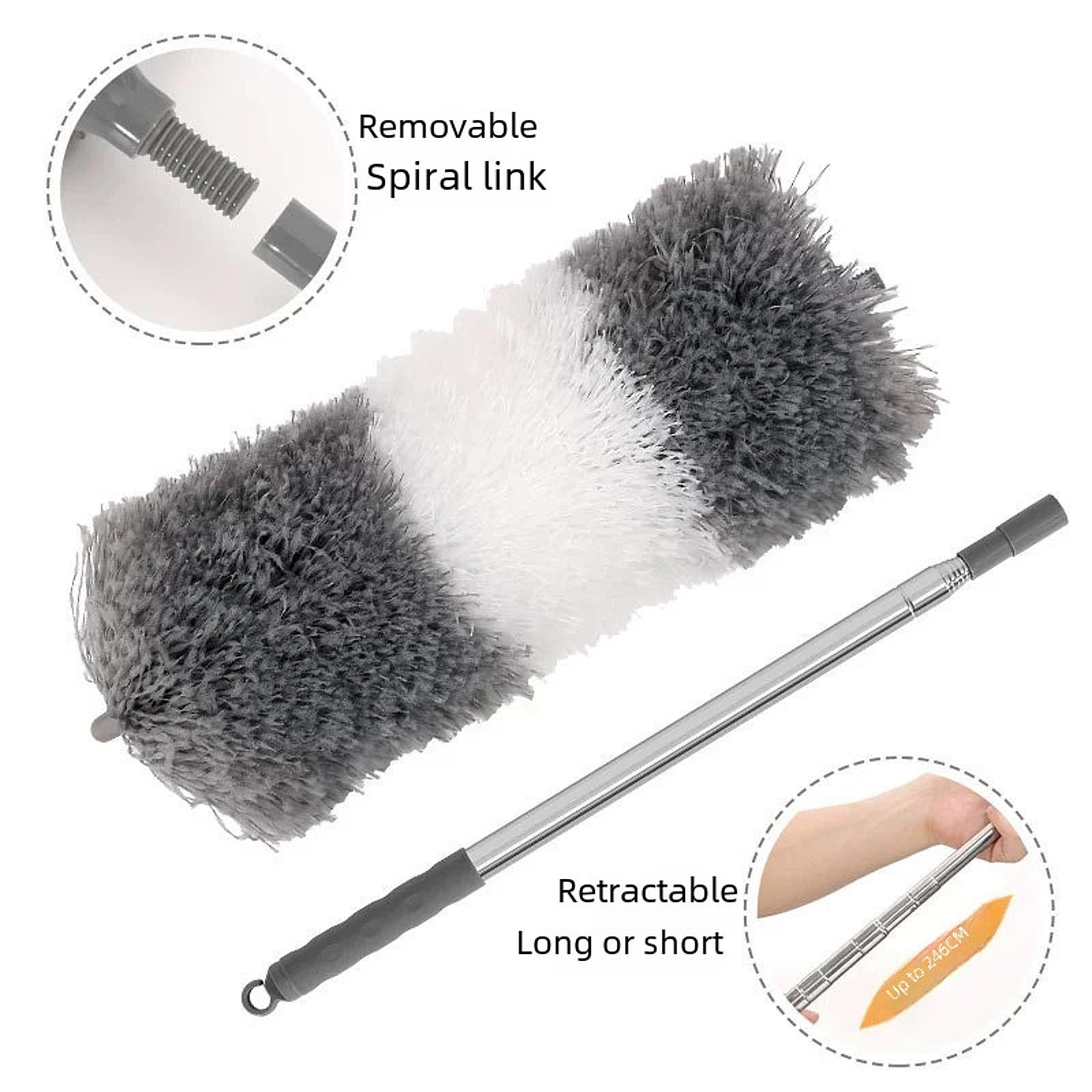 Cleaning Duster Long Handle High Reach Duster for Cleaning Home High Ceiling grey and white