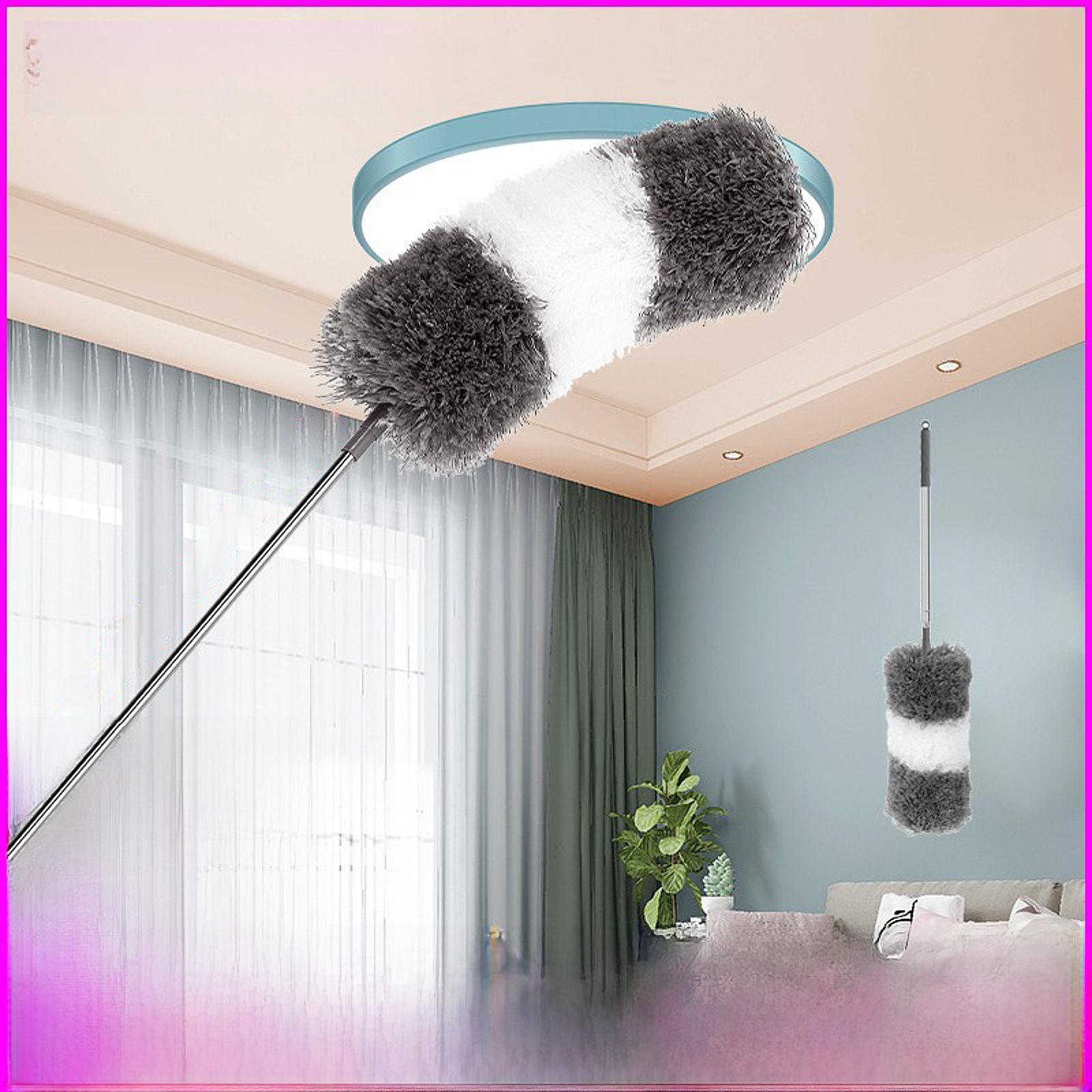 Cleaning Duster Long Handle High Reach Duster for Cleaning Home High Ceiling grey and white