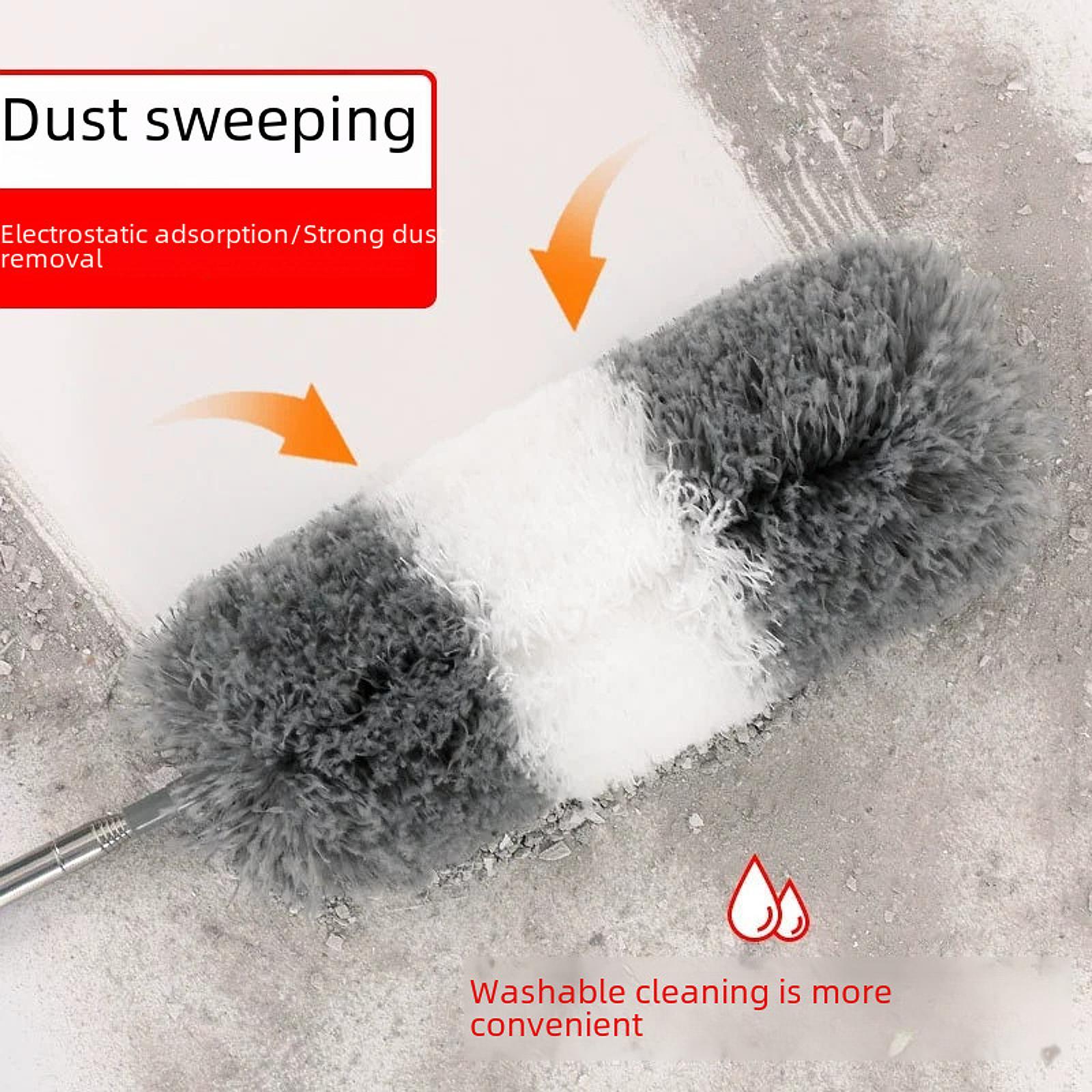Cleaning Duster Long Handle High Reach Duster for Cleaning Home High Ceiling grey and white