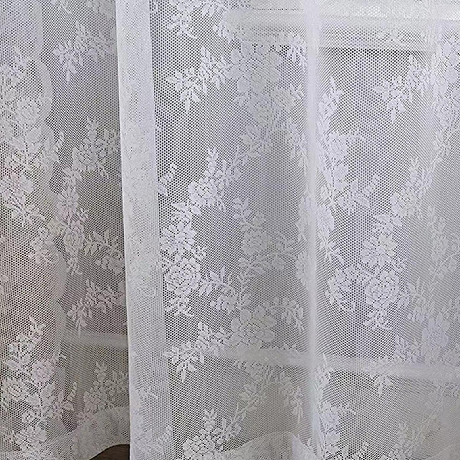 Lace Curtain Romantic Breathable with Rod Pocket for Patio Office Decoration white 100x250cm