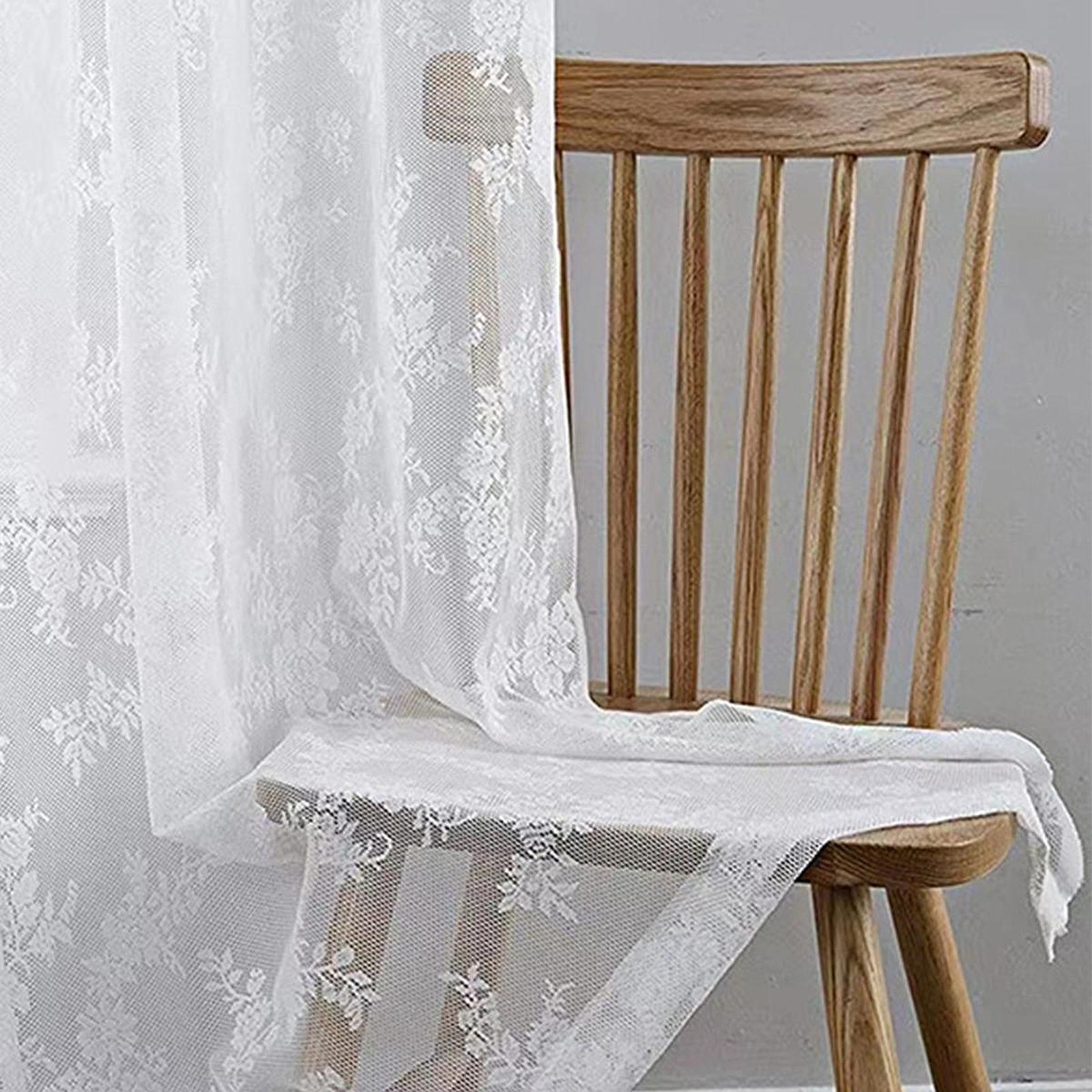 Lace Curtain Romantic Breathable with Rod Pocket for Patio Office Decoration white 150x200cm
