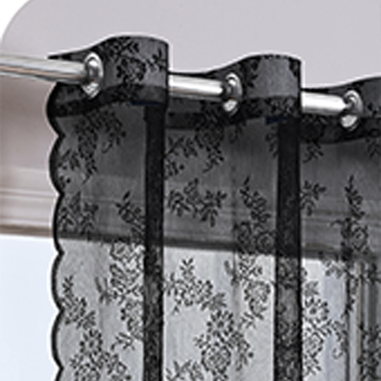 Lace Curtain Romantic Breathable with Rod Pocket for Patio Office Decoration black 150x200cm