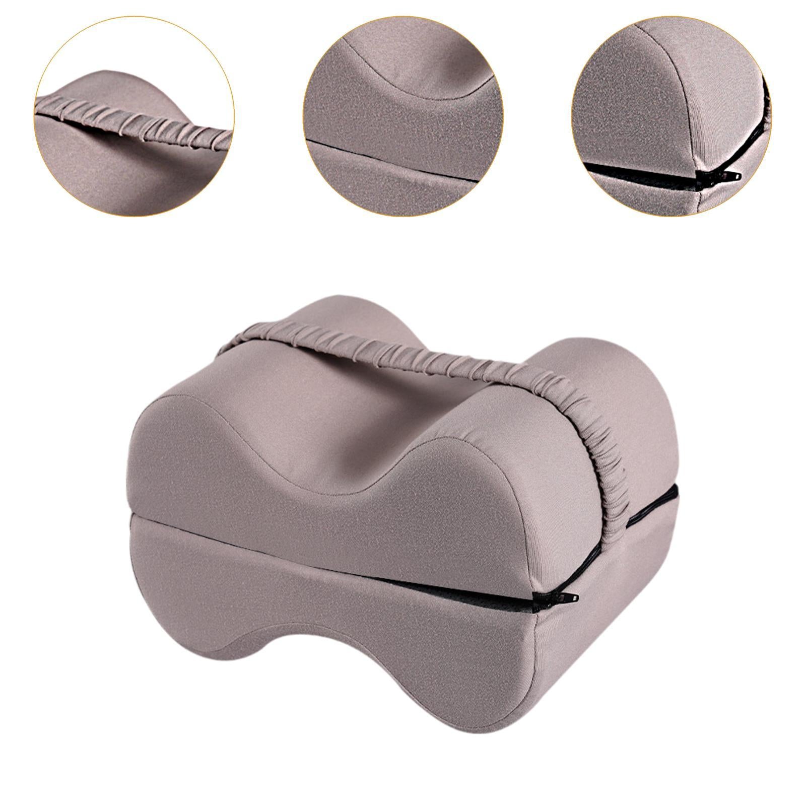Knee Pillow for Side Sleepers for Women Men Ergonomic Memory Foam Leg Pillow Light Gray