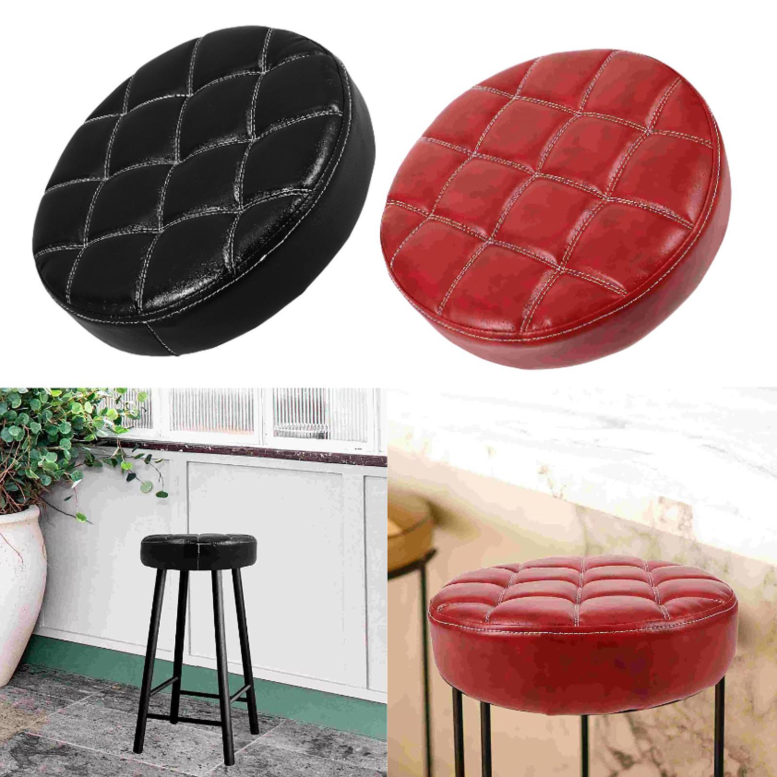 Round Bar Stool Seat Cushion Seat Top Easy Installation Heavy Duty for Salon black