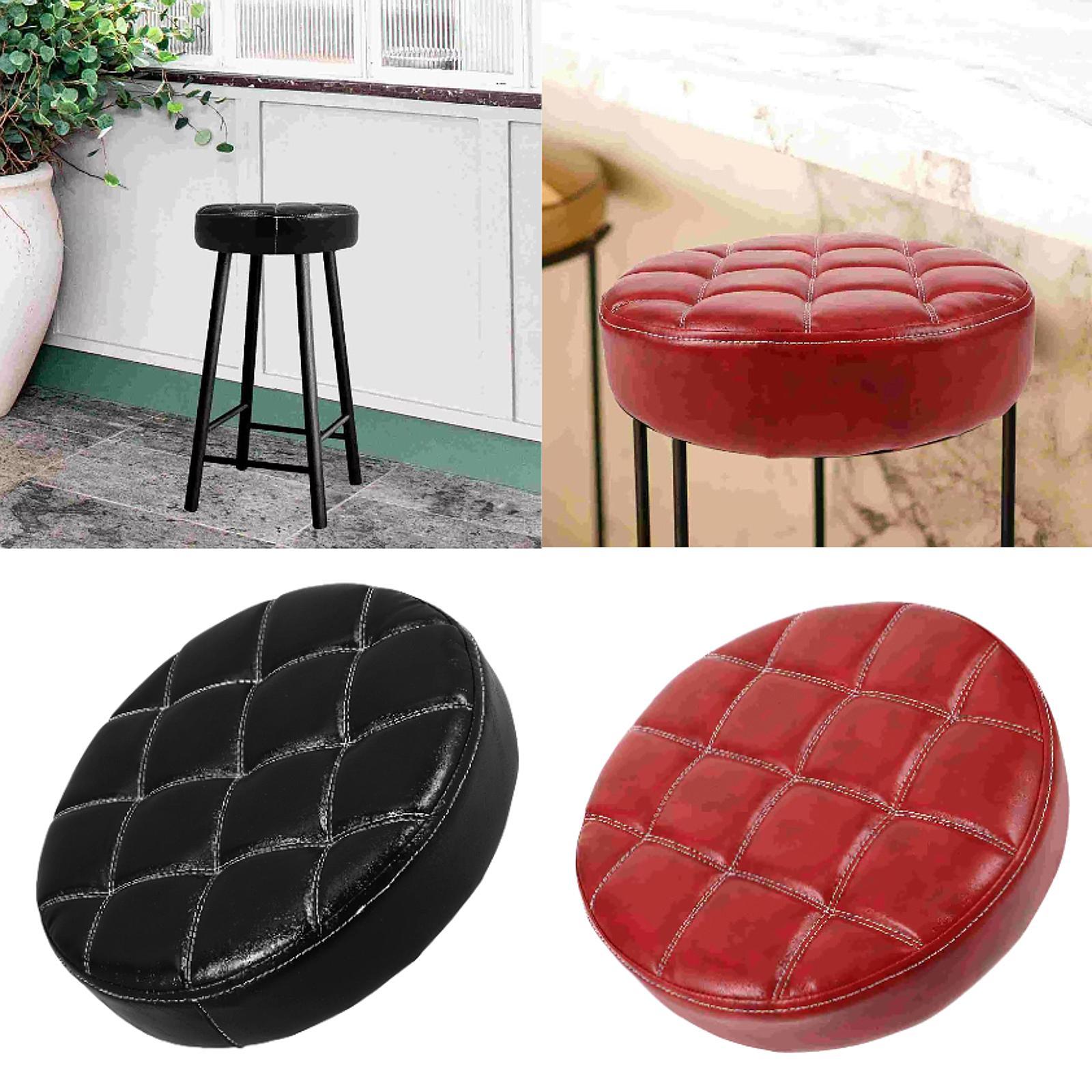 Round Bar Stool Seat Cushion Seat Top Easy Installation Heavy Duty for Salon black