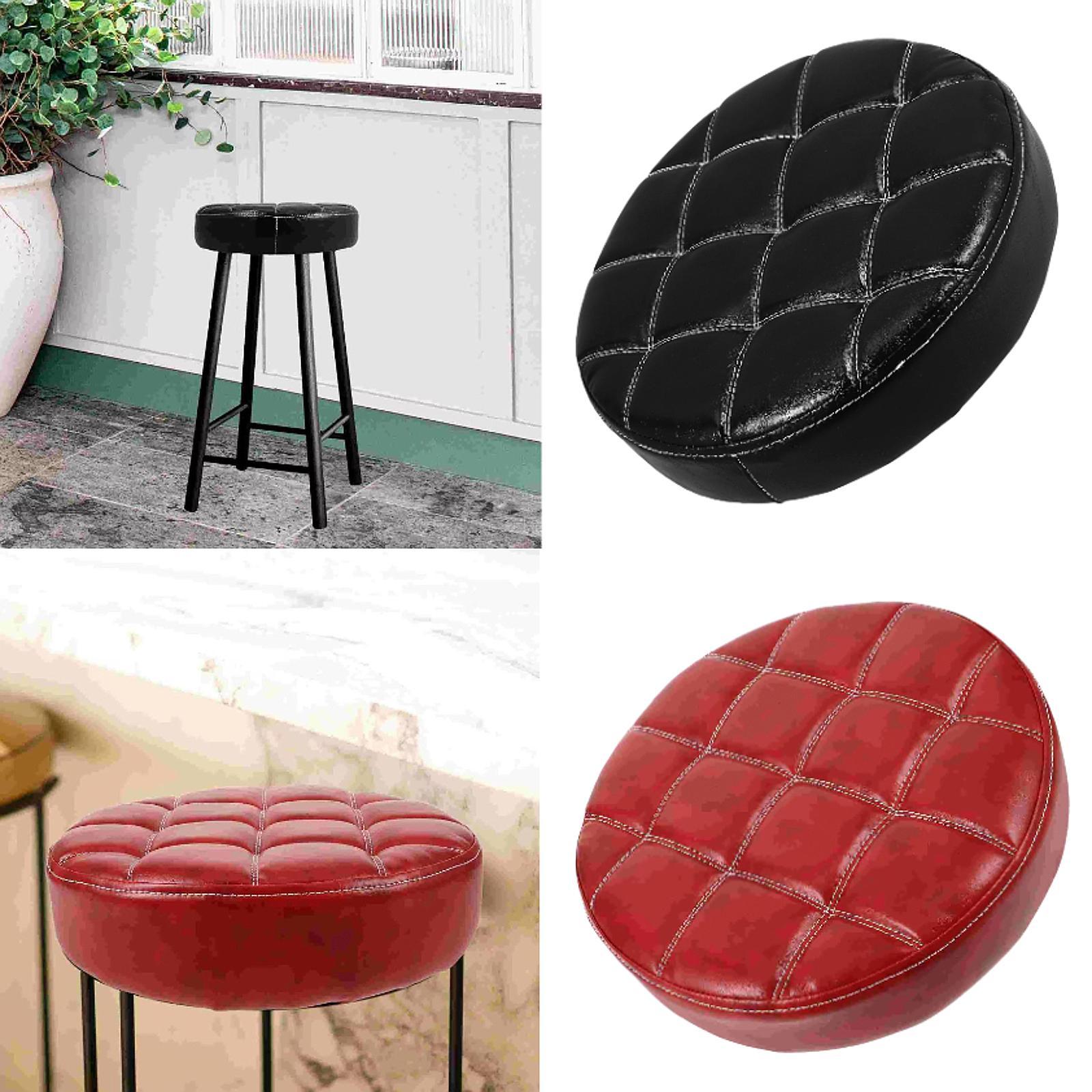 Round Bar Stool Seat Cushion Seat Top Easy Installation Heavy Duty for Salon black