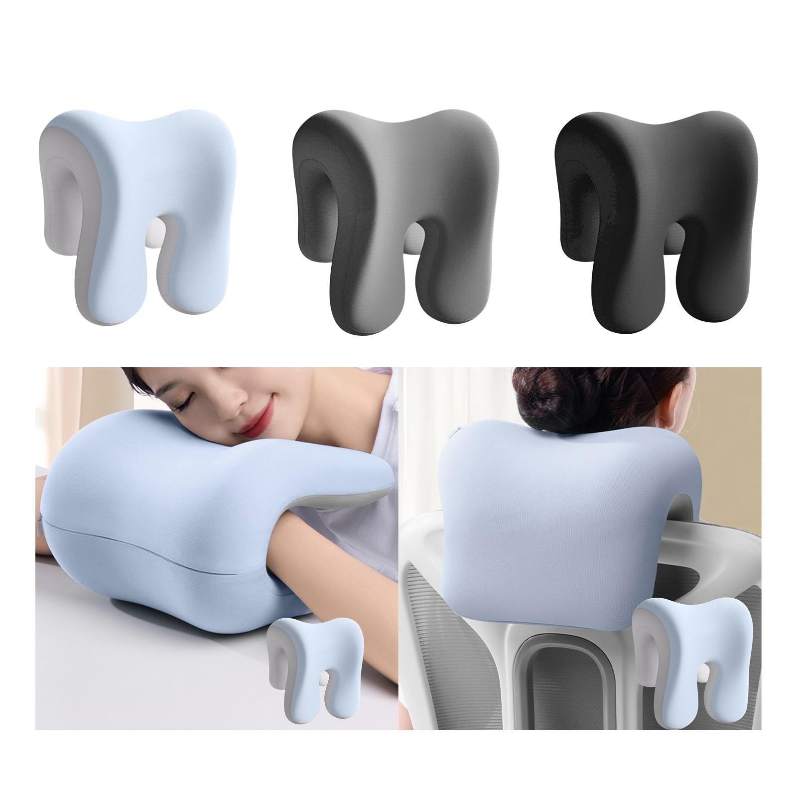 Memory Neck Support for Office Chair Neck Cushion for Work Chair Travel Sofa Light Blue Grey