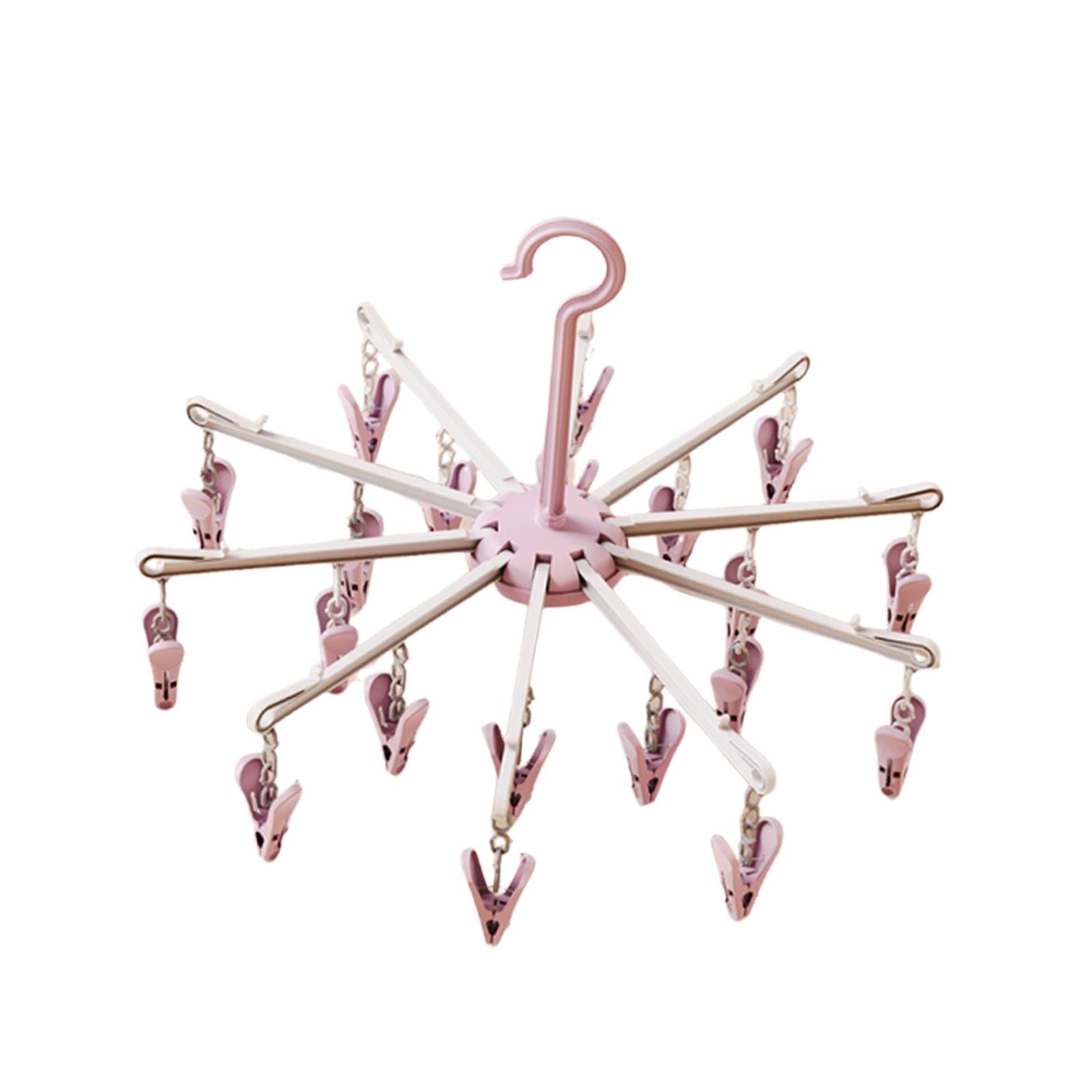 Hanging Drying Rack Stable Closet Organizer Sock Hanger for Sock Short Towel Pink