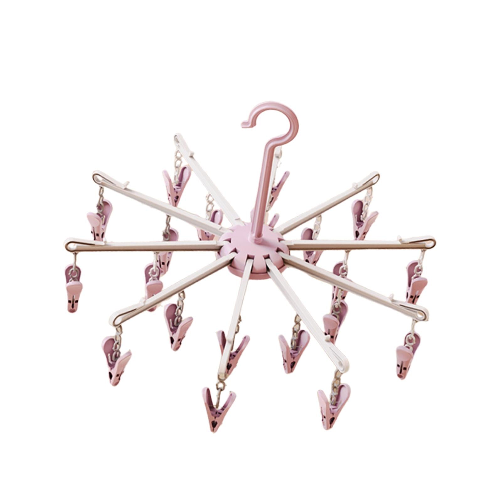 Hanging Drying Rack Stable Closet Organizer Sock Hanger for Sock Short Towel Pink